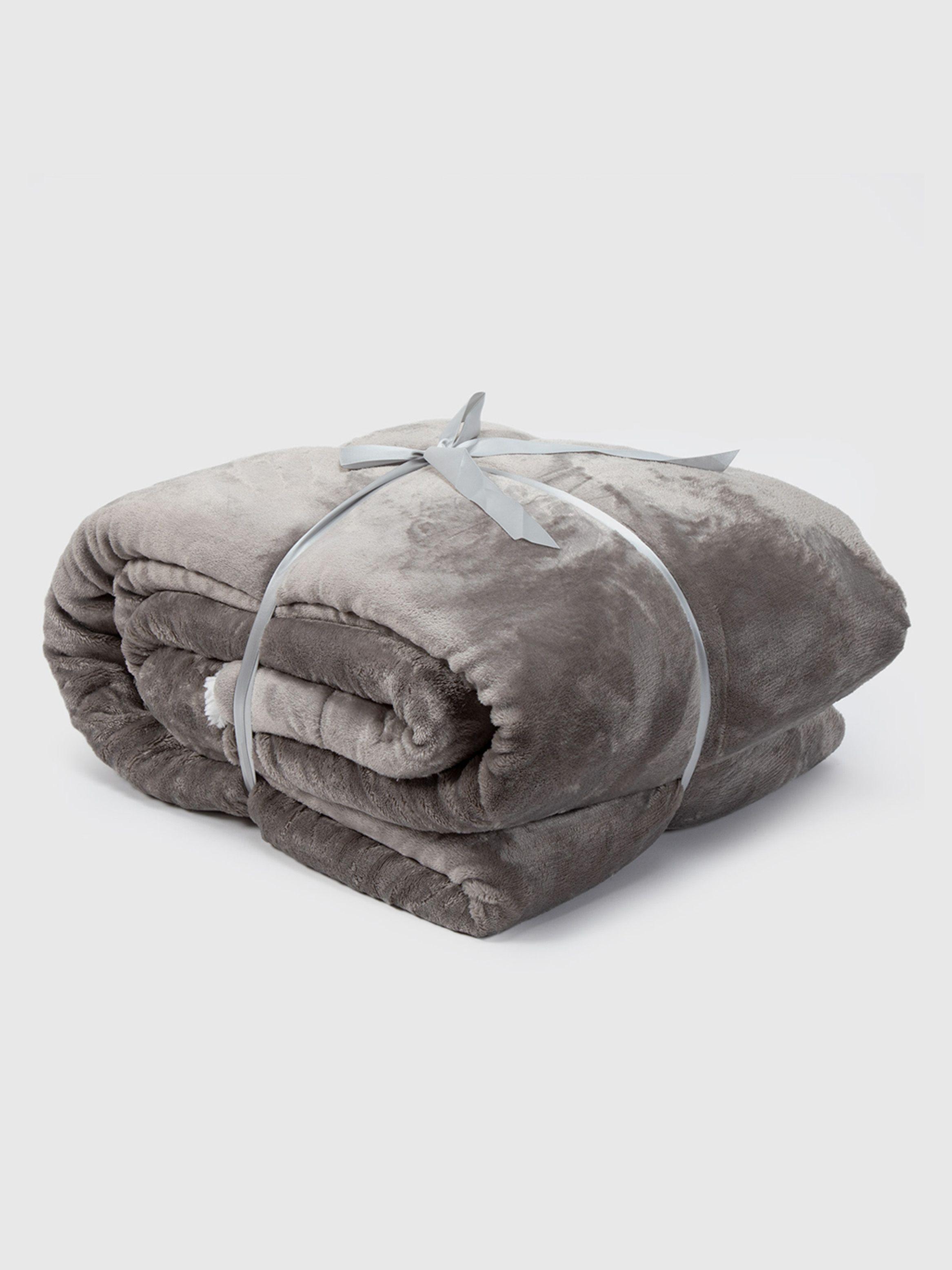 Manta Sherpa Polar Franela Gris King / Frazada Gris Relan-4