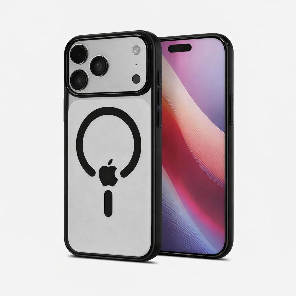 Carcasa Para iPhone 17 Pro Marca Spigen Transparente Magsafe Bordes Negros-2