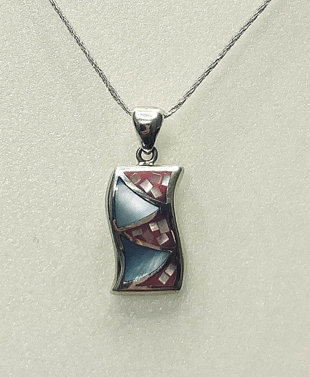 Colgante plata 925 Nácar Mosaico color-2