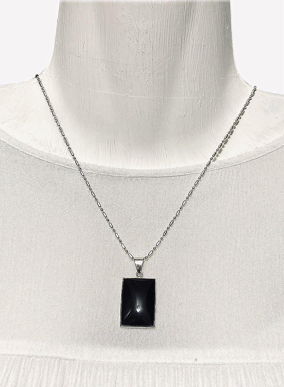 Colgante plata 925 estilo barra Ónix-3