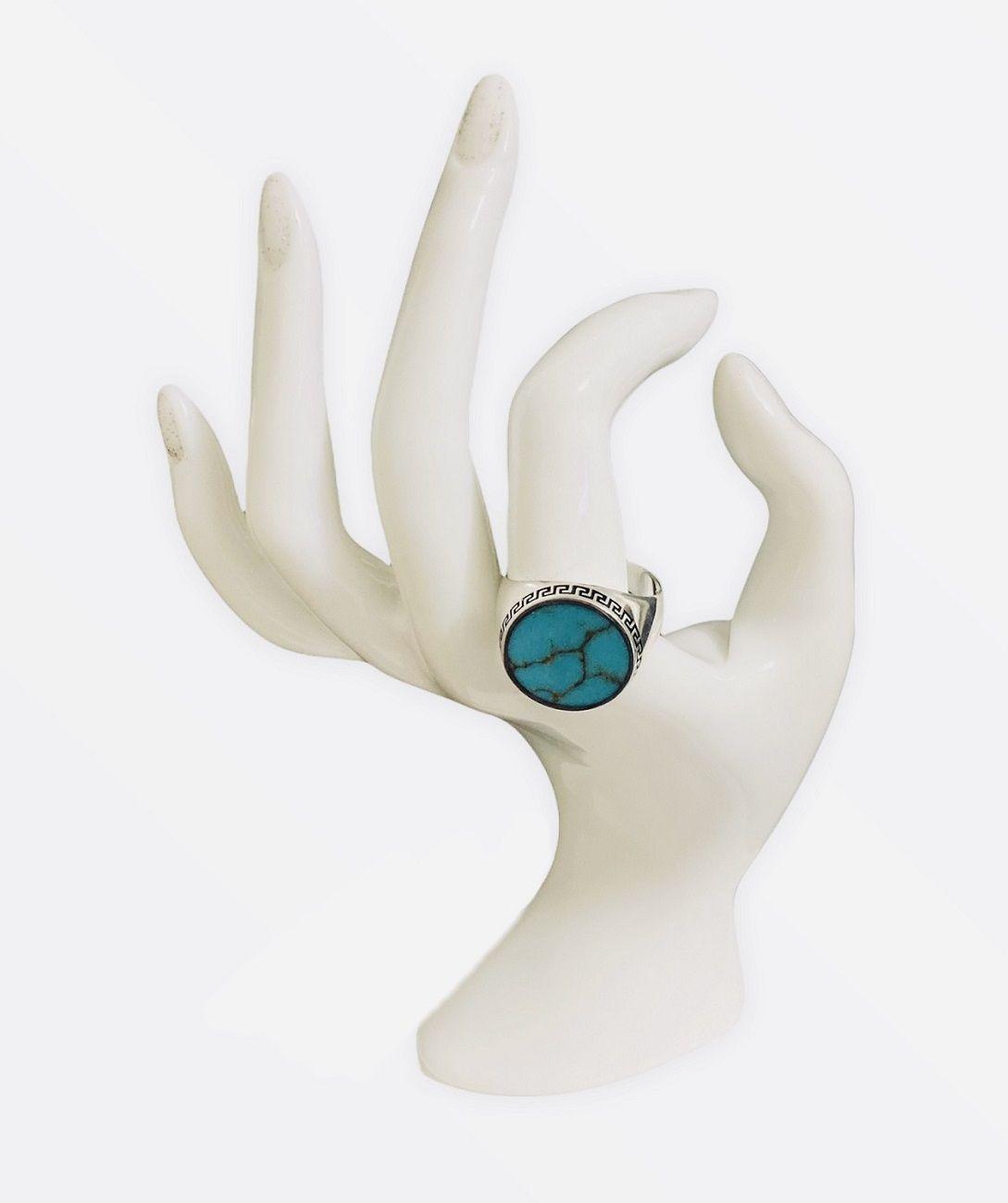 Anillo plata 925 con Turquesa plana-2