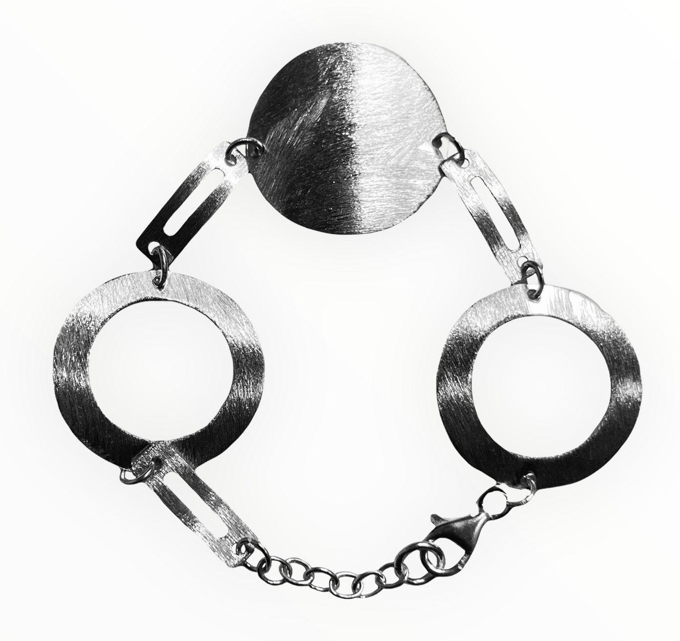 Pulsera de plata 925 sin piedras esmerilada redonda-2