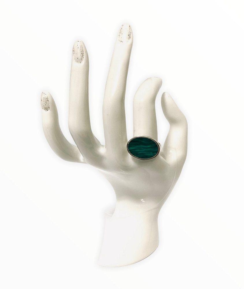 Anillo plata 925 con Malaquita, ovalado plano-2