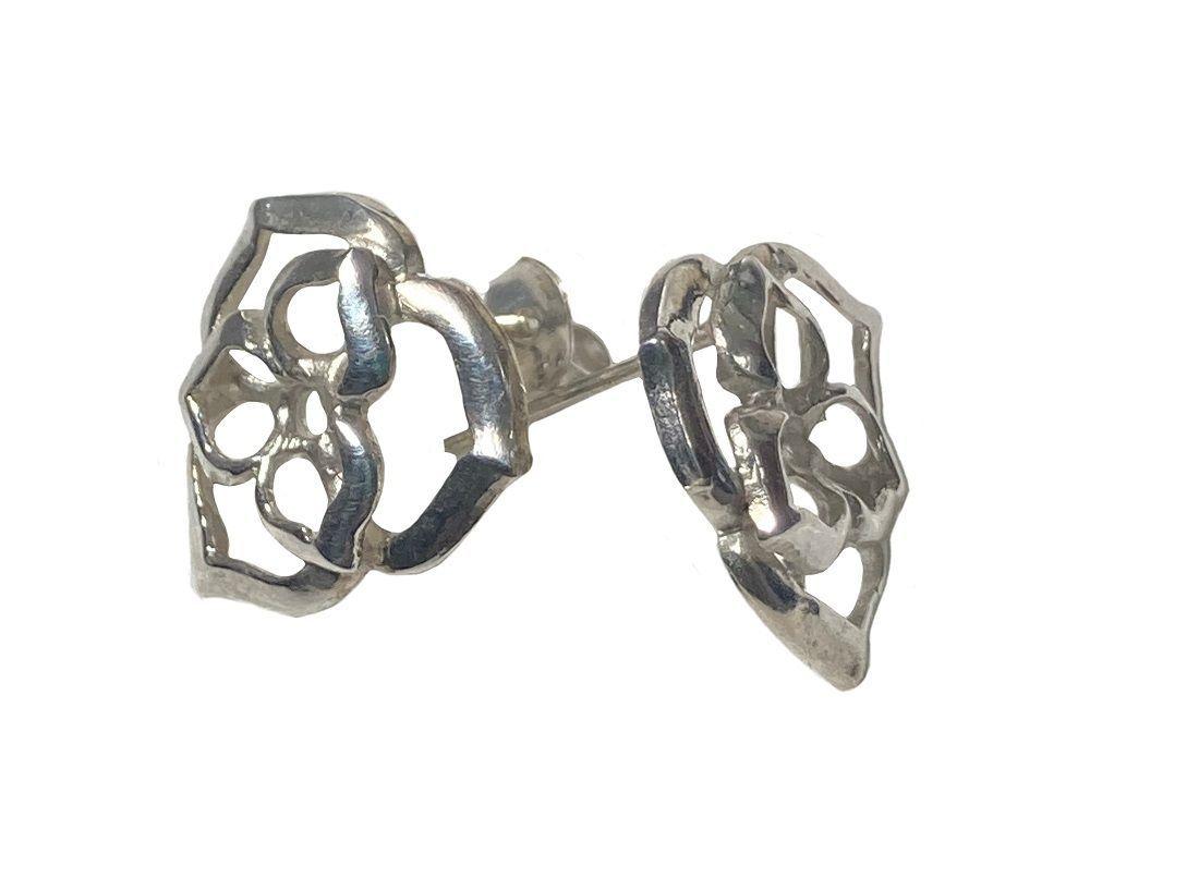 Aros de plata 925 al lóbulo floral-2