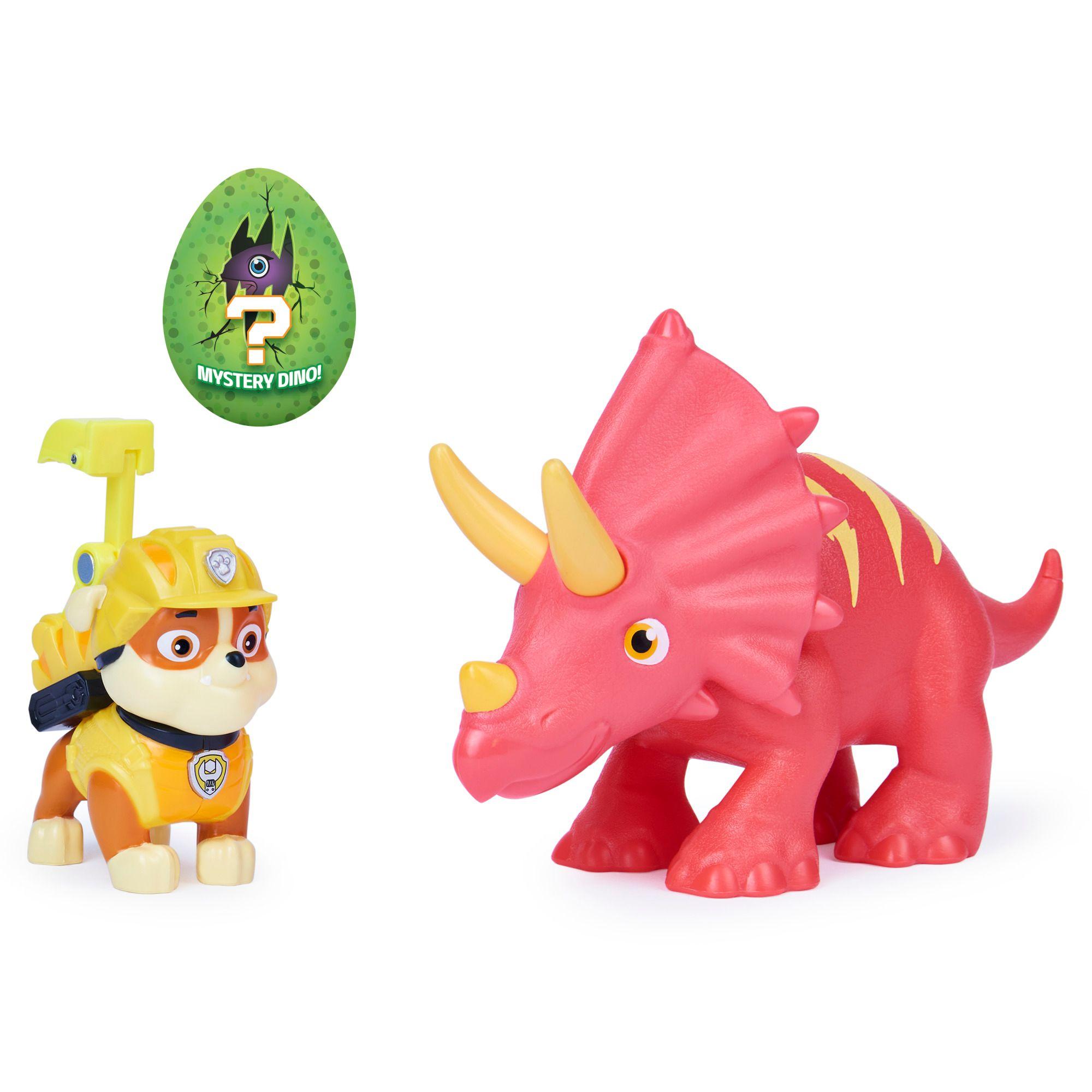 Figura Rubble y su Triceraptors Dino Rescue Paw Patrol.-1