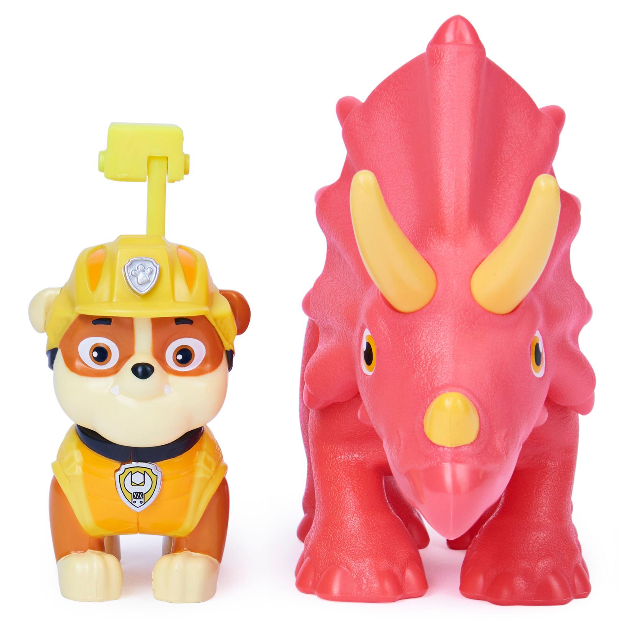 Figura Rubble y su Triceraptors Dino Rescue Paw Patrol.-2