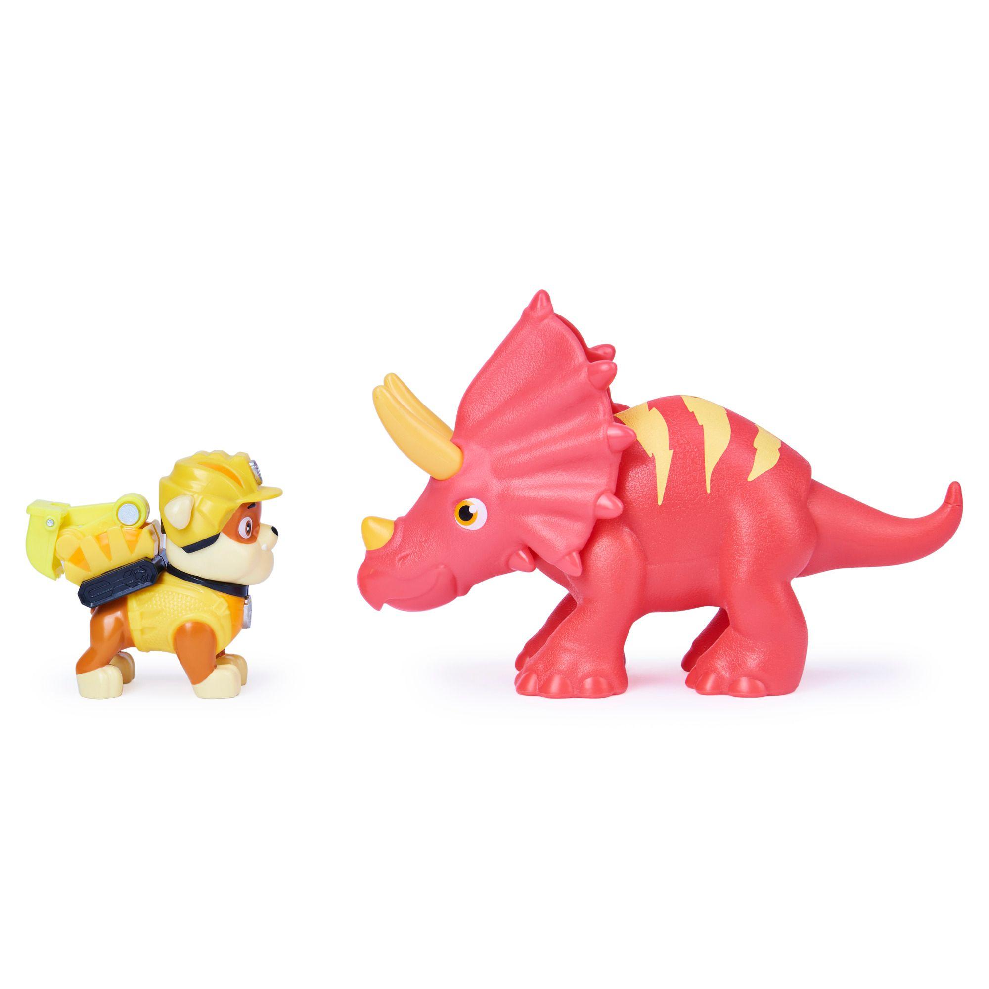 Figura Rubble y su Triceraptors Dino Rescue Paw Patrol.-3