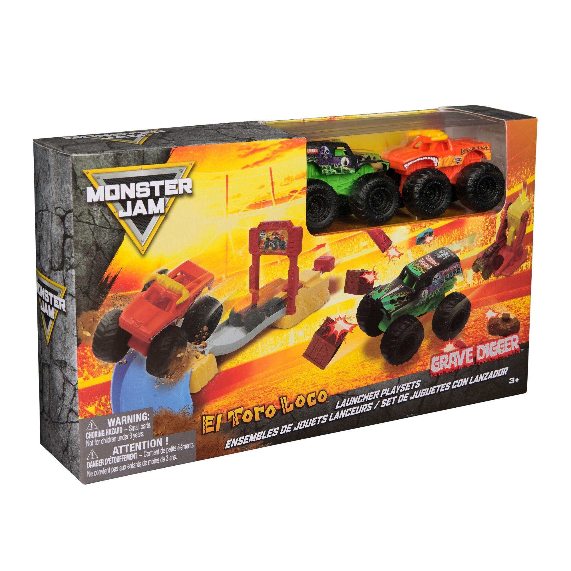 Set El Toro Loco y Grave Digger Launcher Monster Jam -2