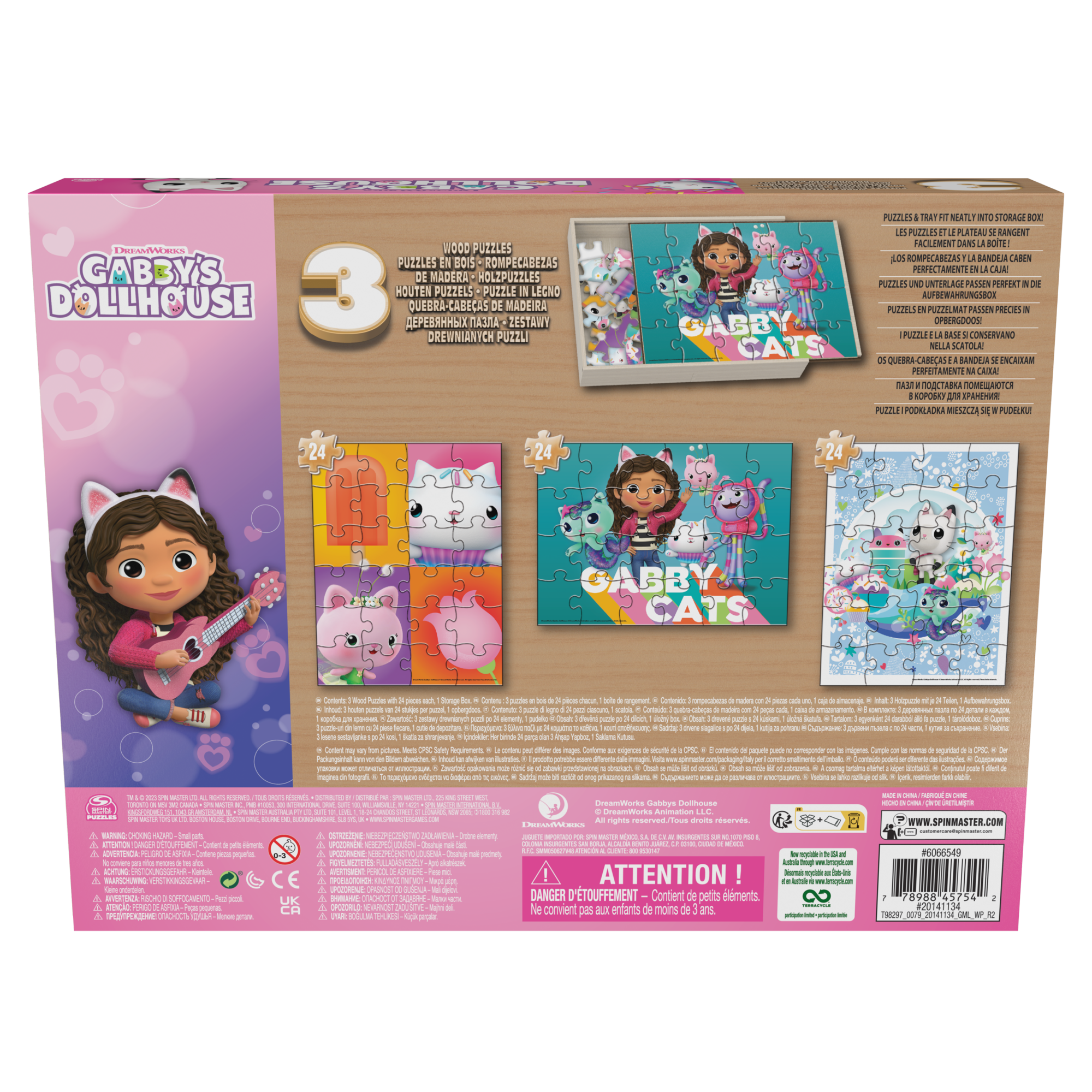 Set de 3 Puzles de madera 24 Centímetros Gabby Dollhouse.-3