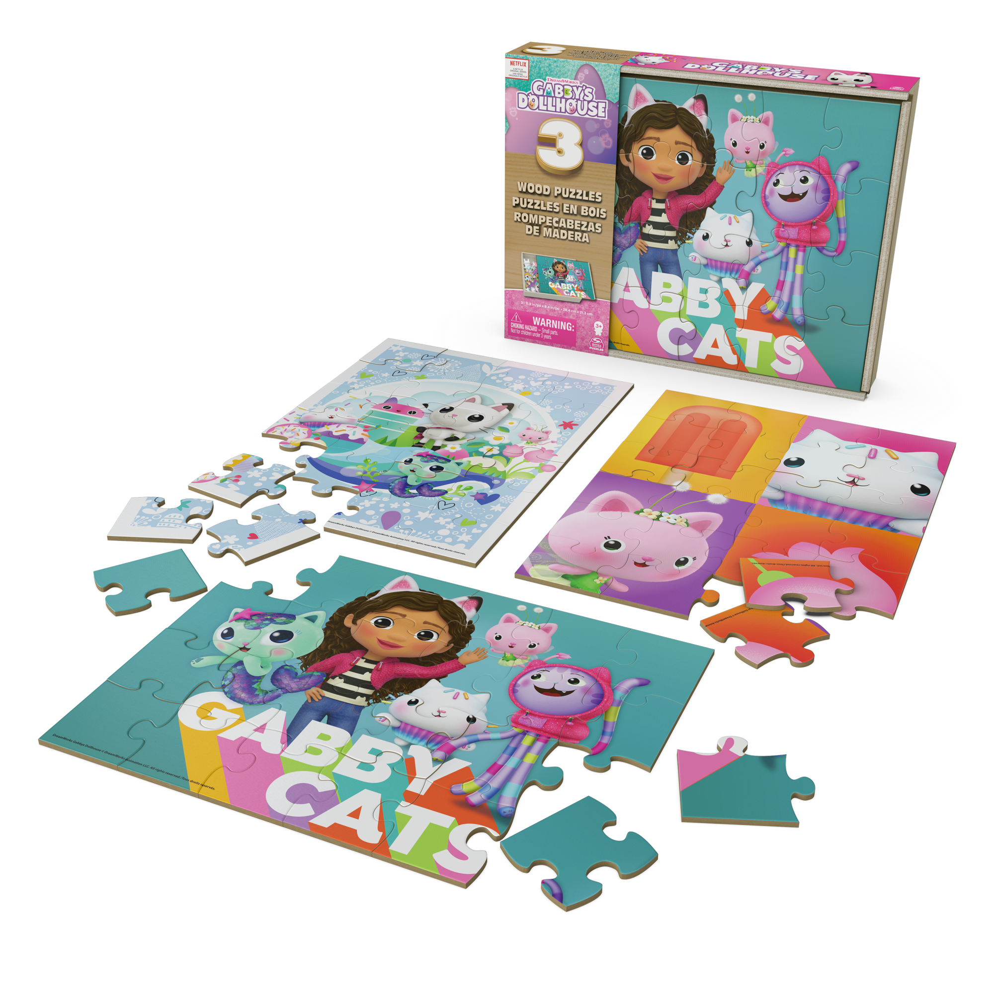 Set de 3 Puzles de madera 24 Centímetros Gabby Dollhouse.-4