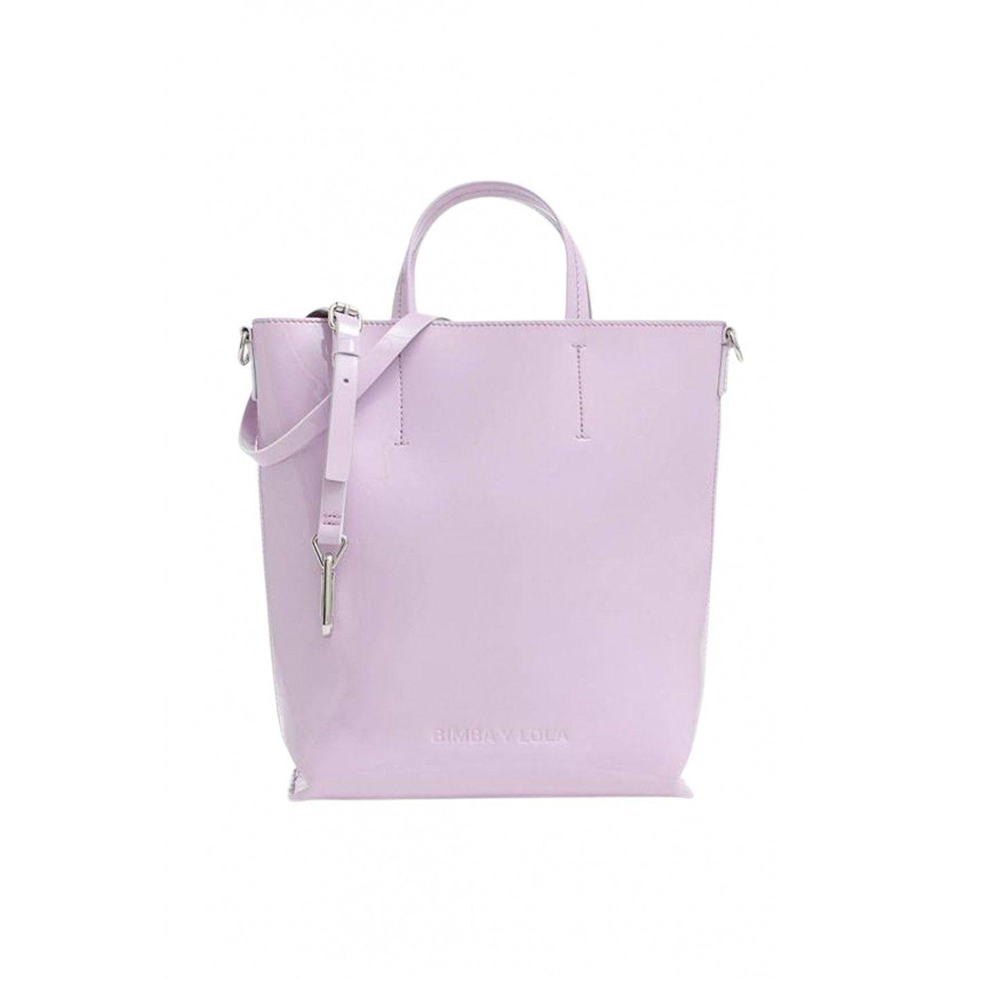 Cartera Bimba y Lola cuero charol lila seminueva-0
