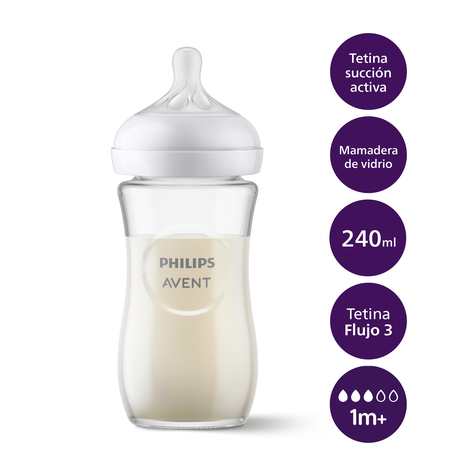 Mamadera Natural Response Avent Vidrio 240ml SCY933/01 1m+-0