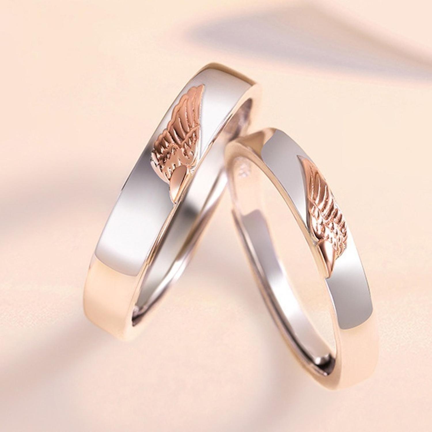 Anillos Plata 925 Ilusion Ajustable Parejas Alas Angel Par-2