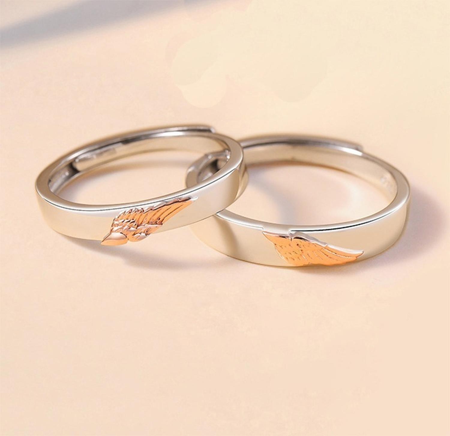 Anillos Plata 925 Ilusion Ajustable Parejas Alas Angel Par-4