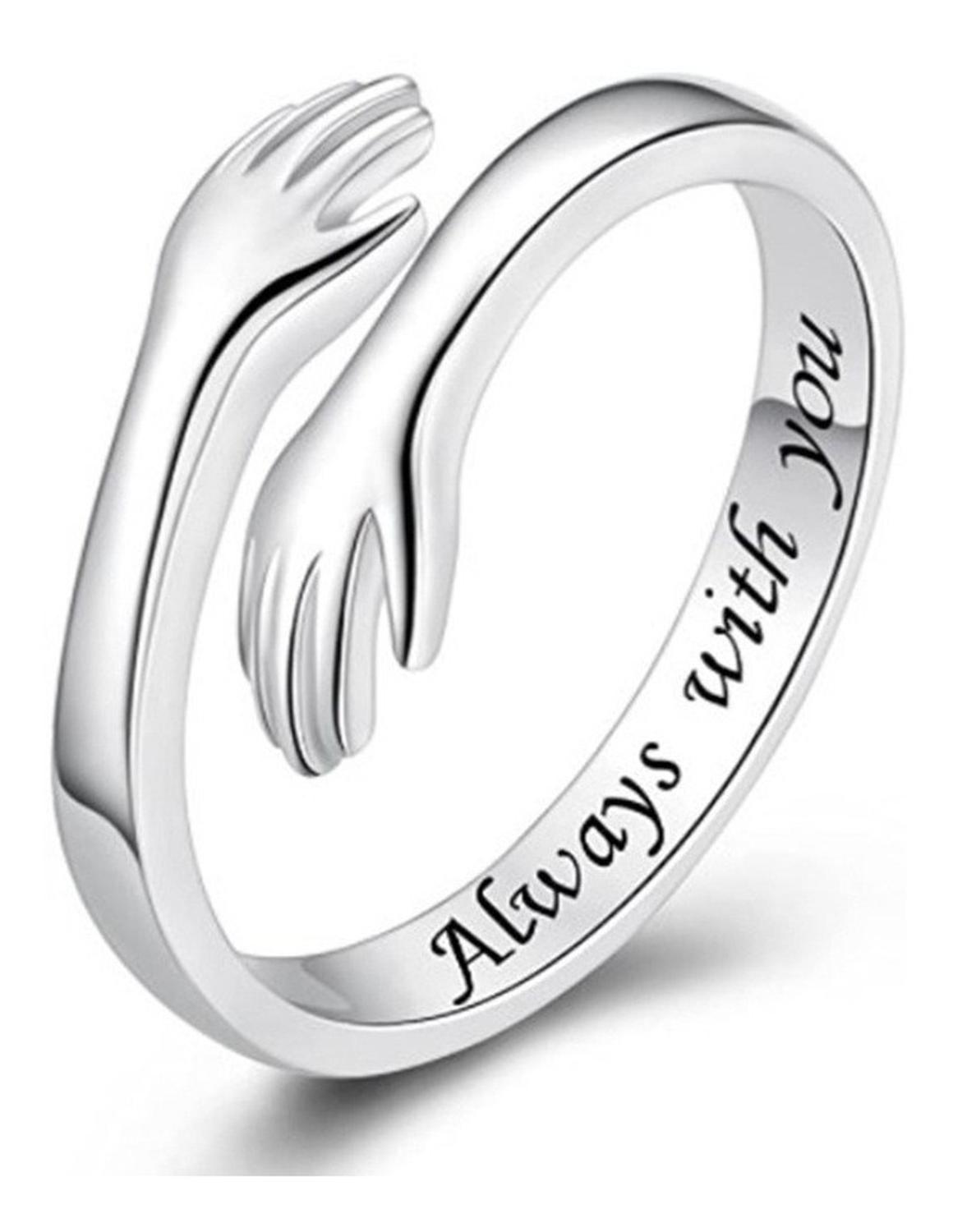 Anillo Plata 925 Abrazo Manos Amor Ajustable Always With You-0