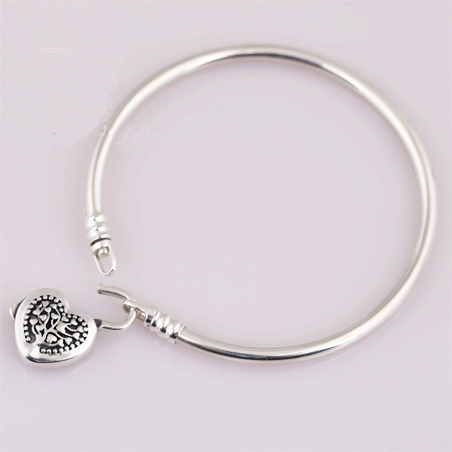 Pulsera Brazalete Plata 925 Broche Forma Corazon Arbol Vida-1