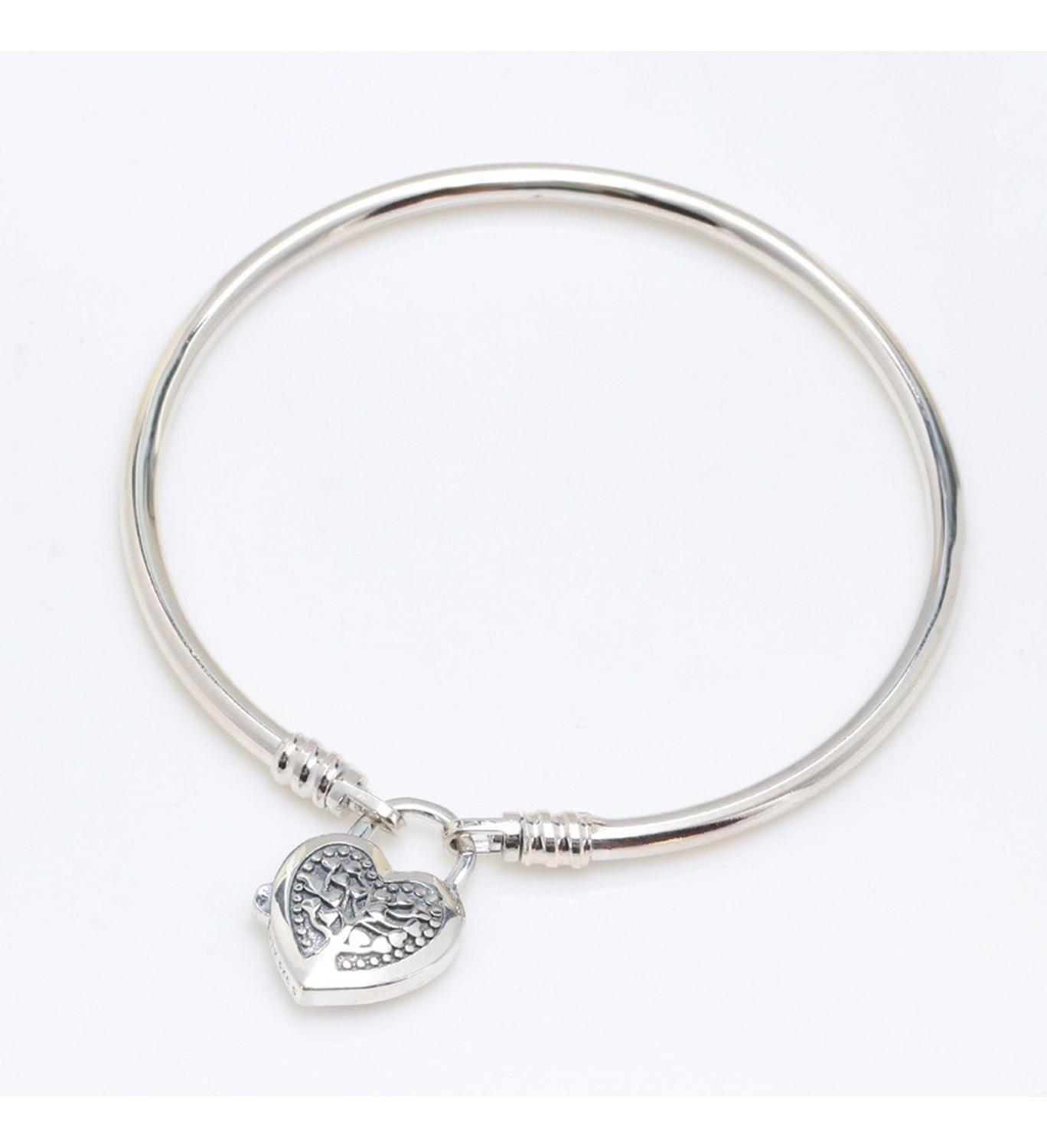 Pulsera Brazalete Plata 925 Broche Forma Corazon Arbol Vida-2