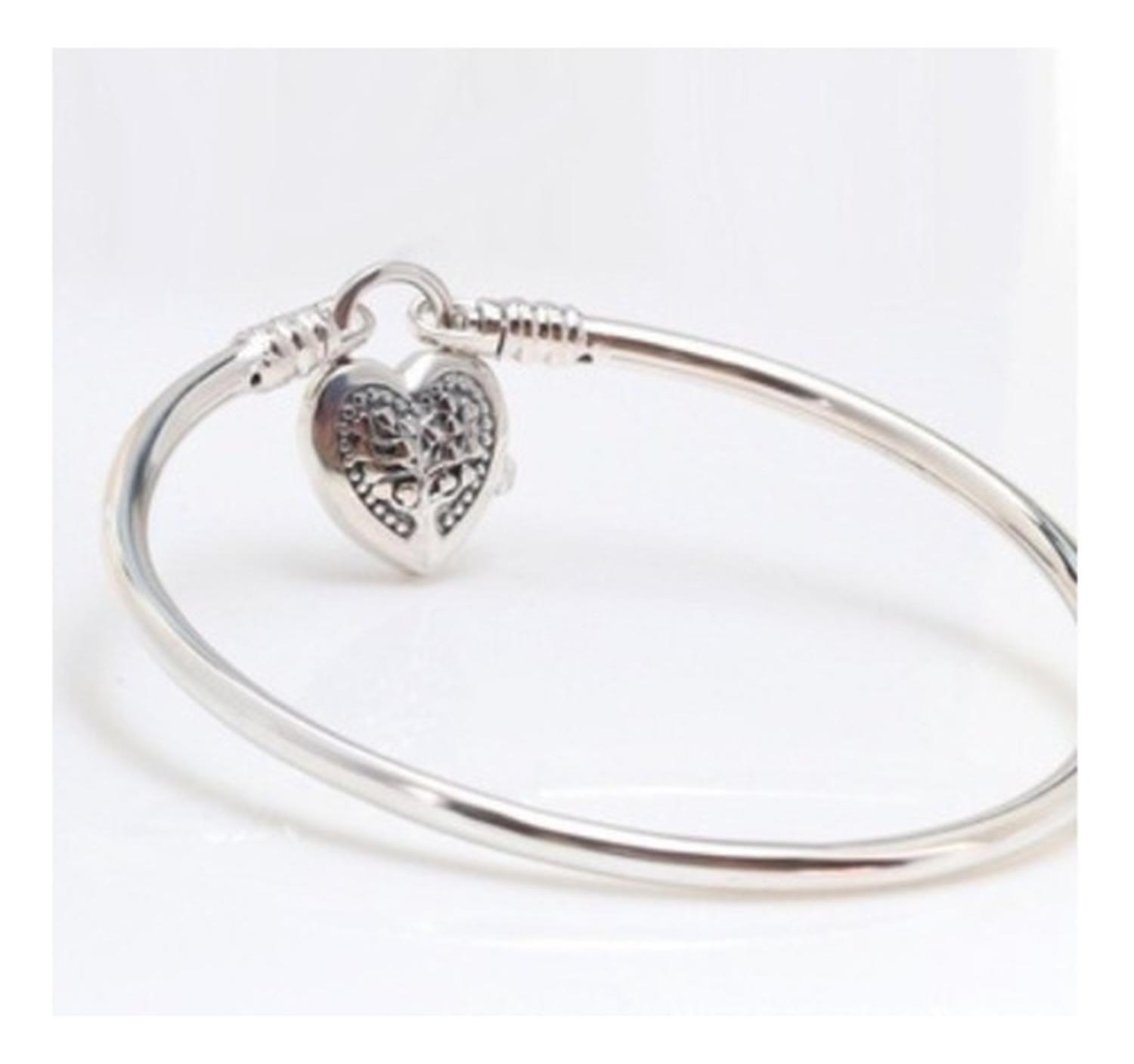 Pulsera Brazalete Plata 925 Broche Forma Corazon Arbol Vida-4