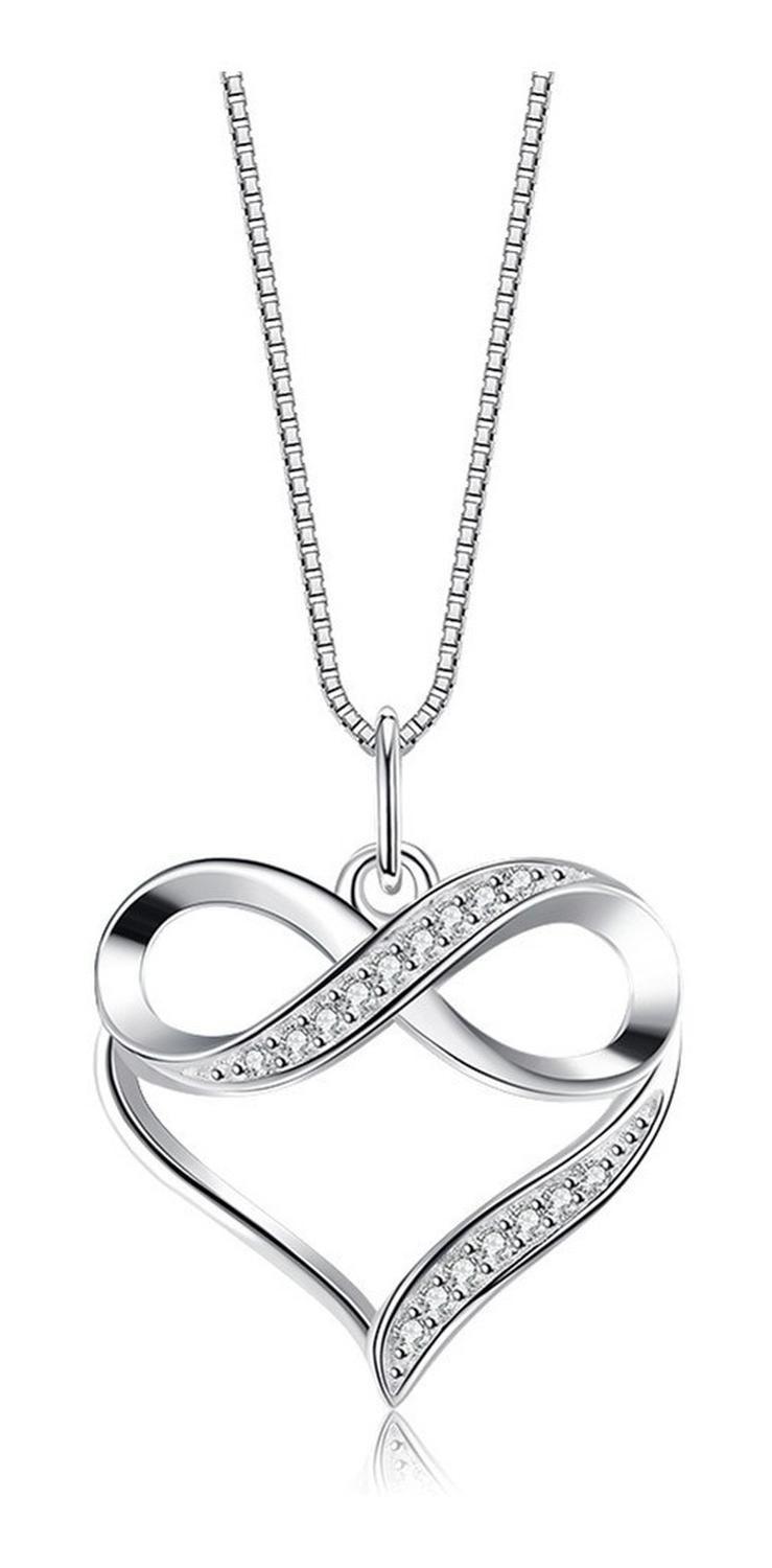 Collar Infinito Plata Fina 925 Corazon Joyas Mujer Regalo-4