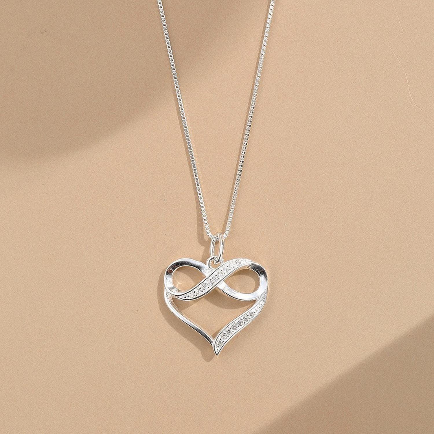 Collar Infinito Plata Fina 925 Corazon Joyas Mujer Regalo-5