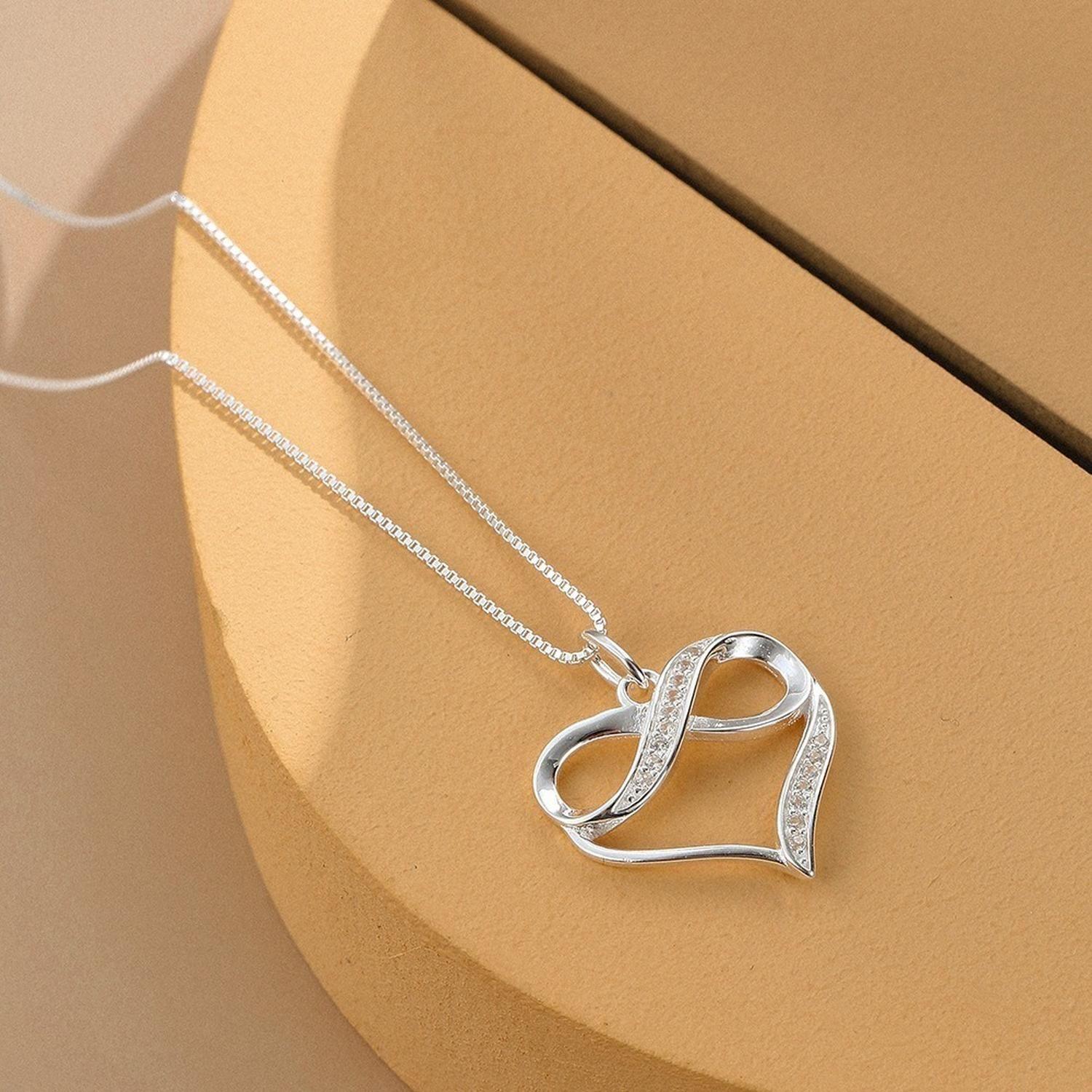 Collar Infinito Plata Fina 925 Corazon Joyas Mujer Regalo-6