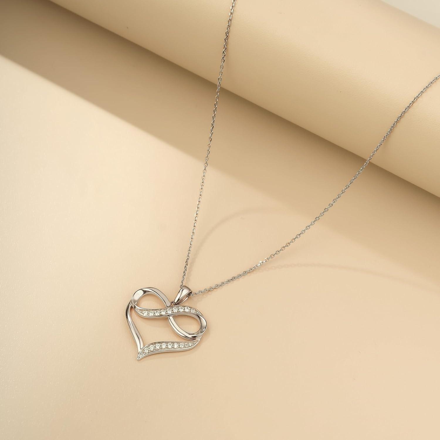 Collar Infinito Plata Fina 925 Corazon Joyas Mujer Regalo-7