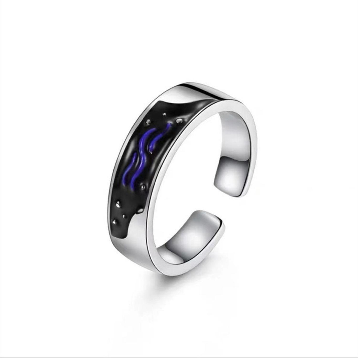 Anillos Plata Pareja Compromiso Oceano Ballena Ajustable-5