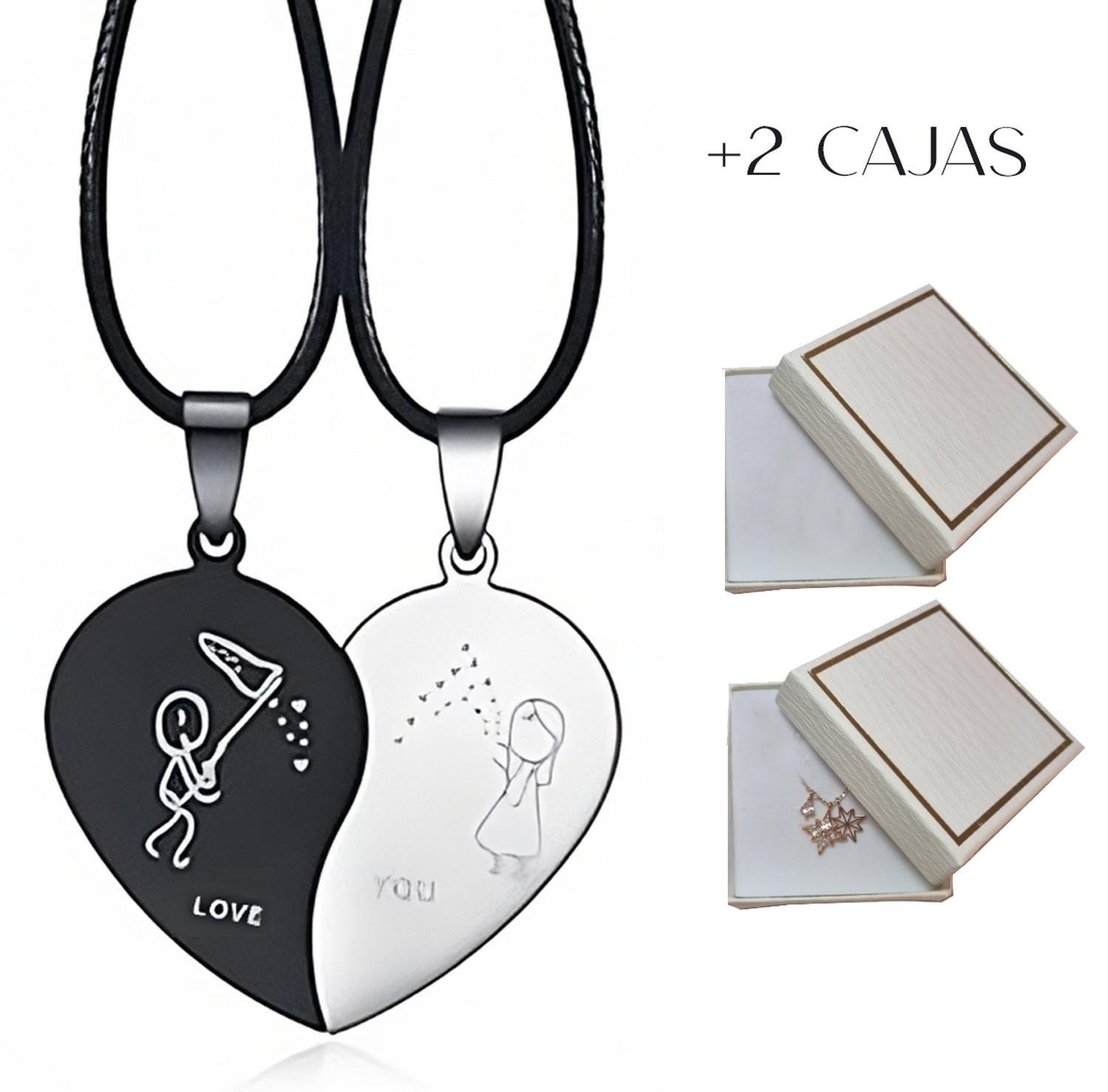 Collar Parejas Mitad Corazon Atrapa Besitos Corazones Amor-1