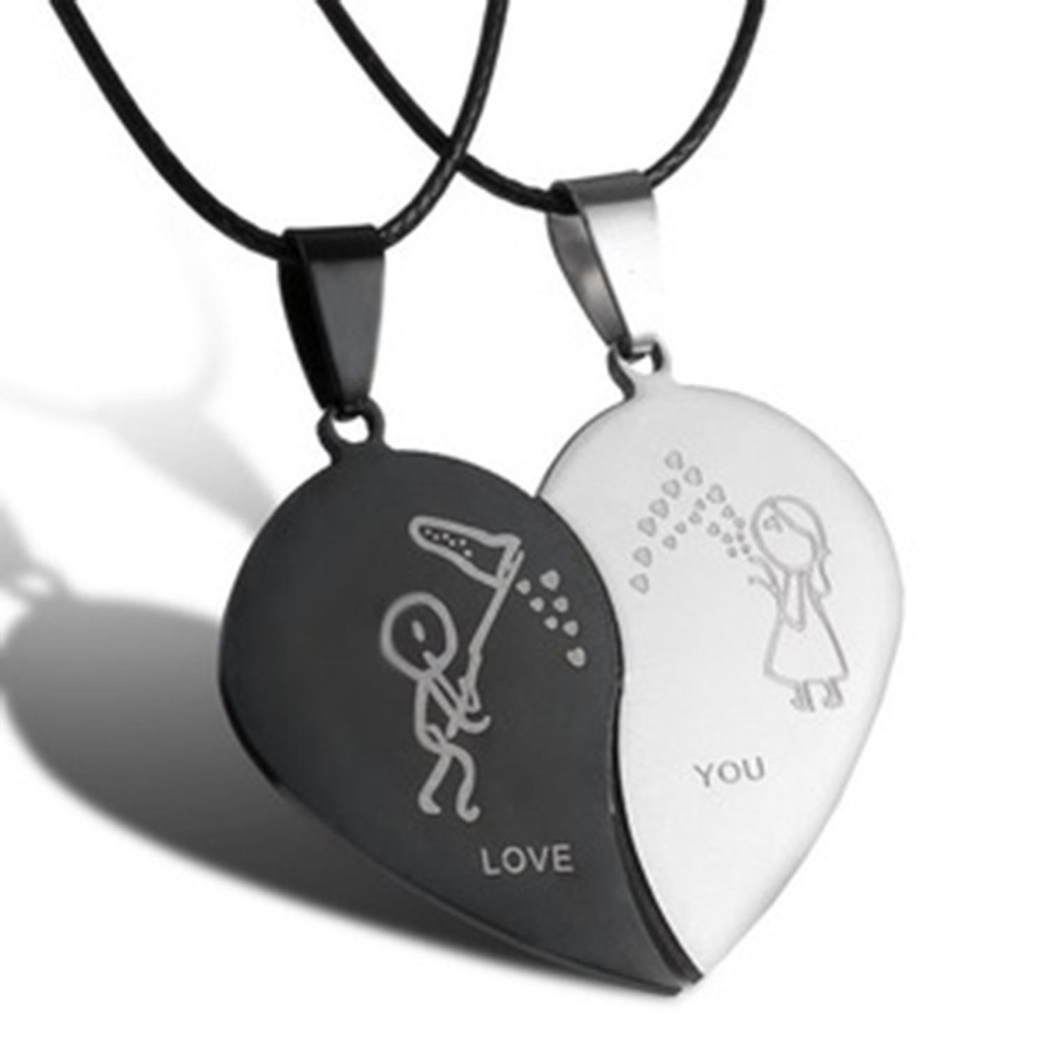 Collar Parejas Mitad Corazon Atrapa Besitos Corazones Amor-2