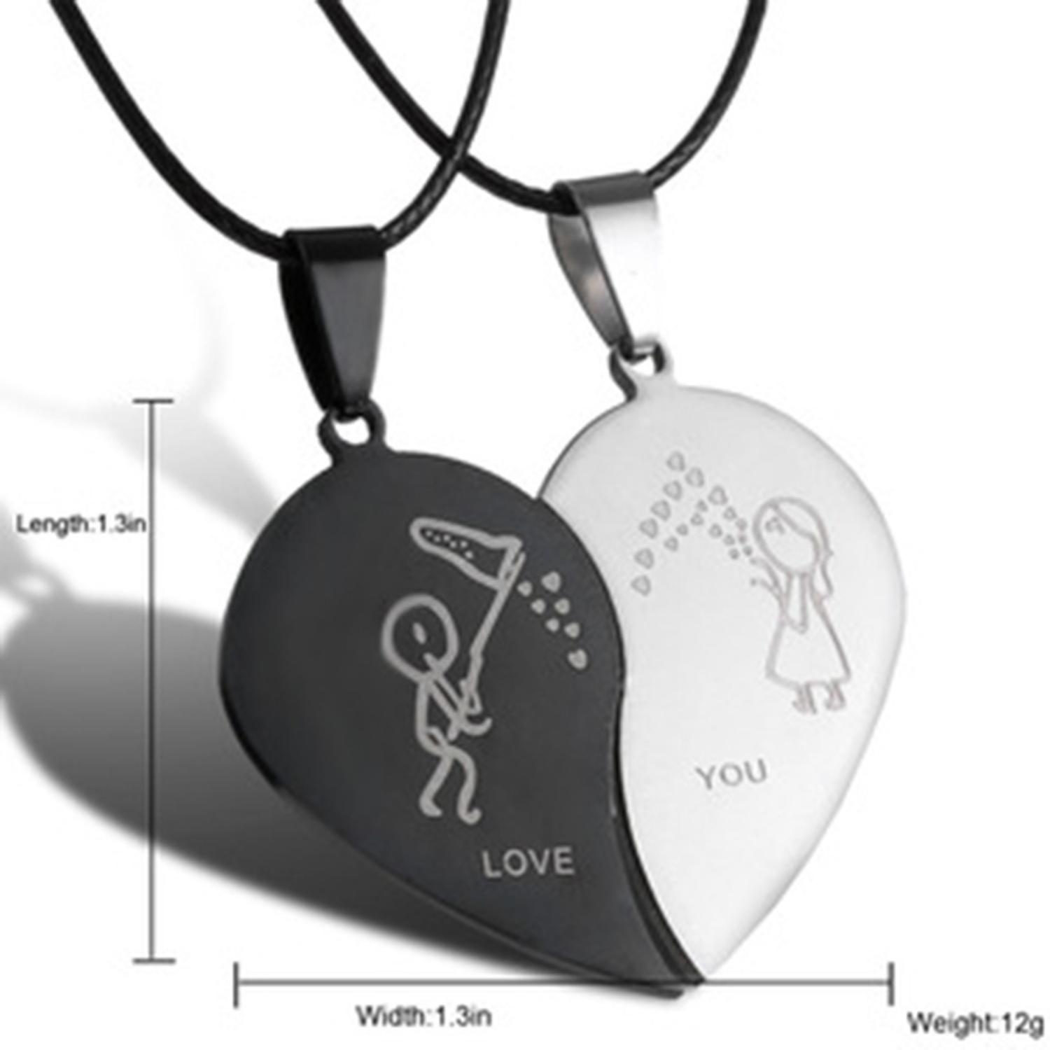 Collar Parejas Mitad Corazon Atrapa Besitos Corazones Amor-3