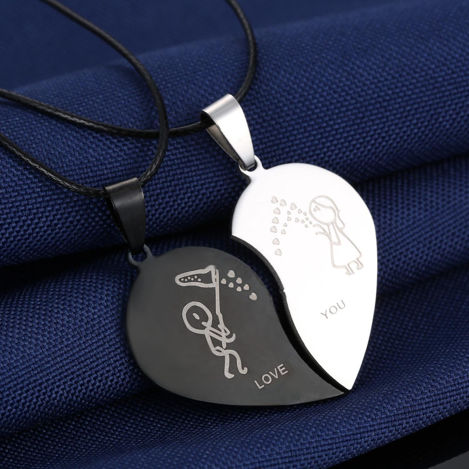 Collar Parejas Mitad Corazon Atrapa Besitos Corazones Amor-4