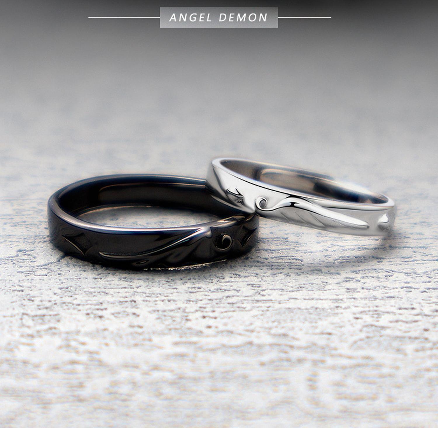 Anillos Plata 925 Ilusion Ajustable Parejas Angel Demonio-2