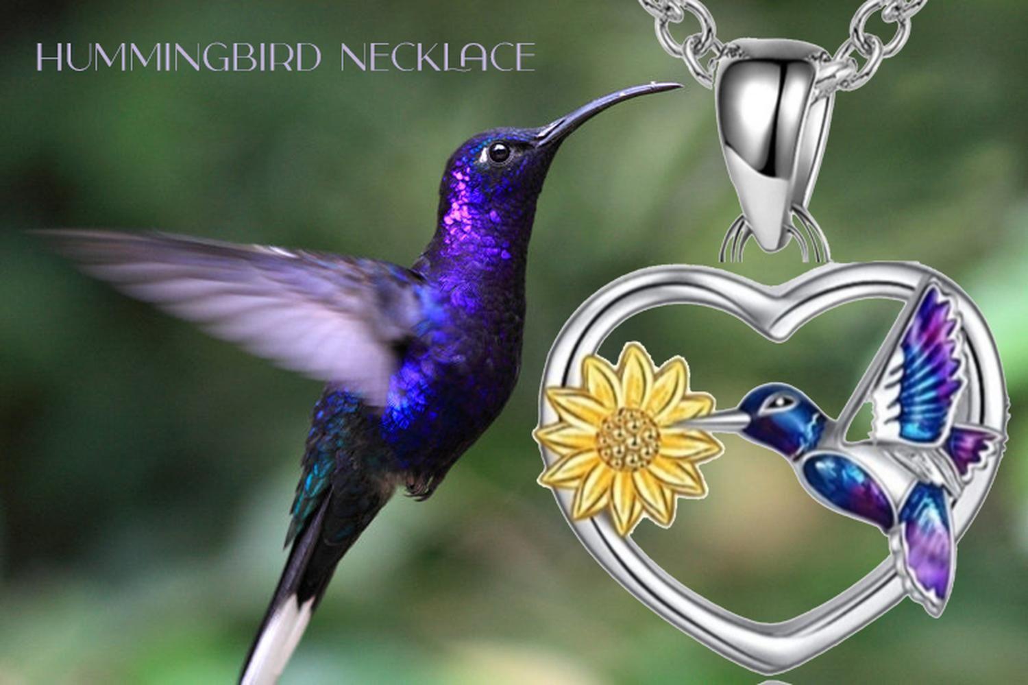 Collar Colibrí Flor Girasol Plata S925 Regalo Mujer Joyas-2