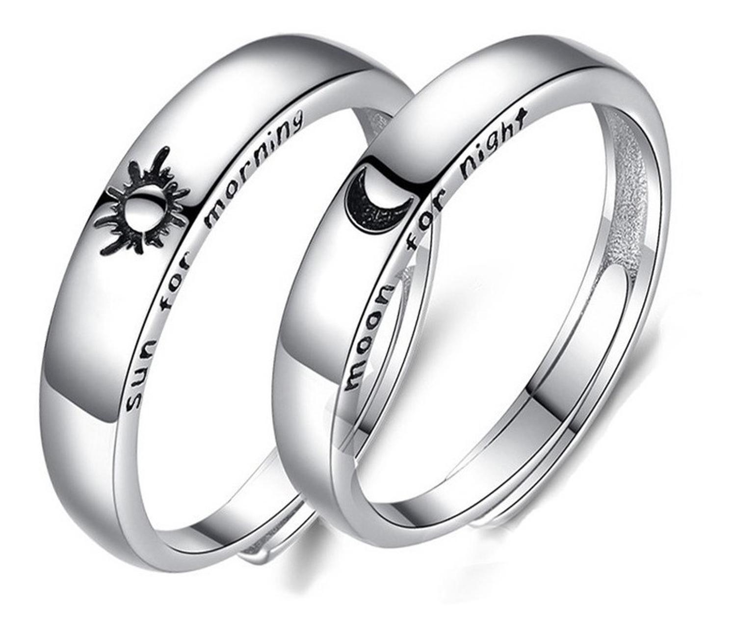 Anillo Alianzas Plata 925 Sol Luna Parejas Compromiso Amor-0