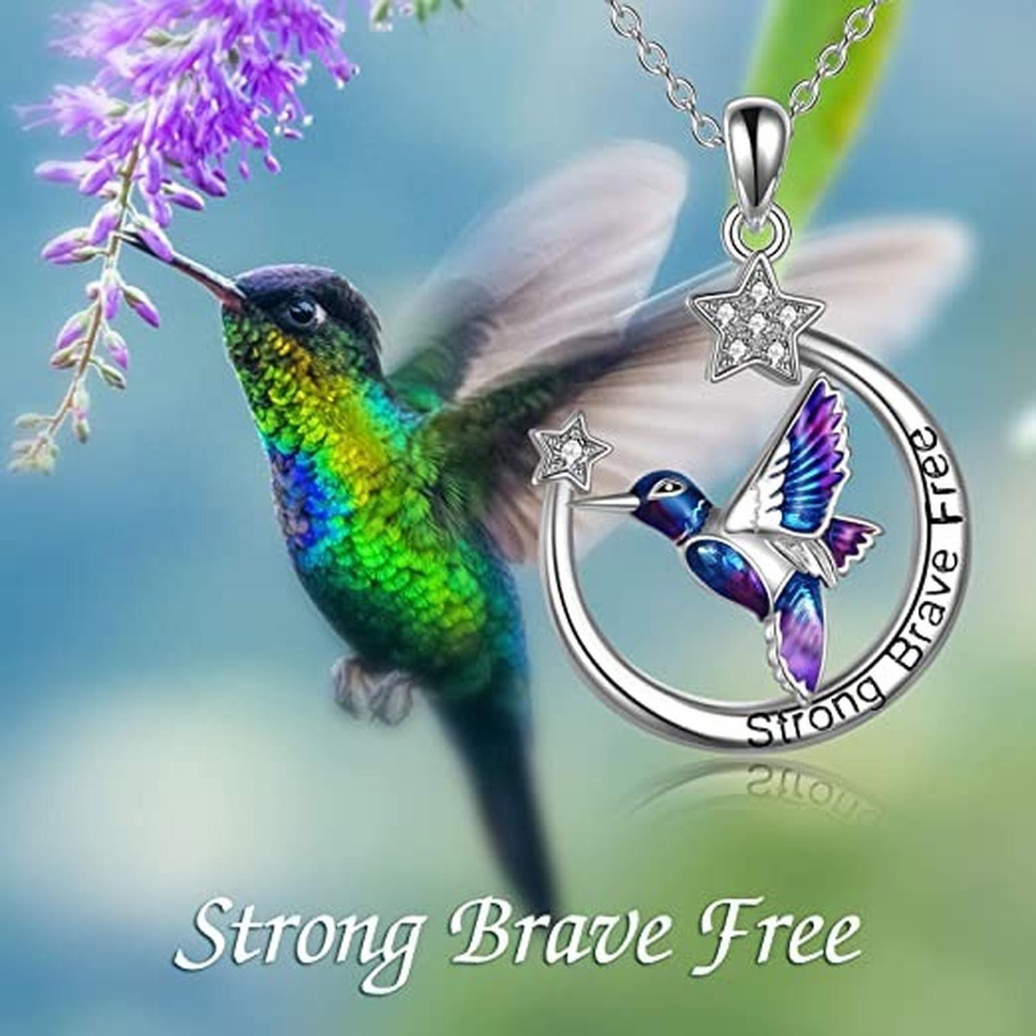 Collar Plata 925 Colibrí Luna Y Estrellas Circonios Mujer-1