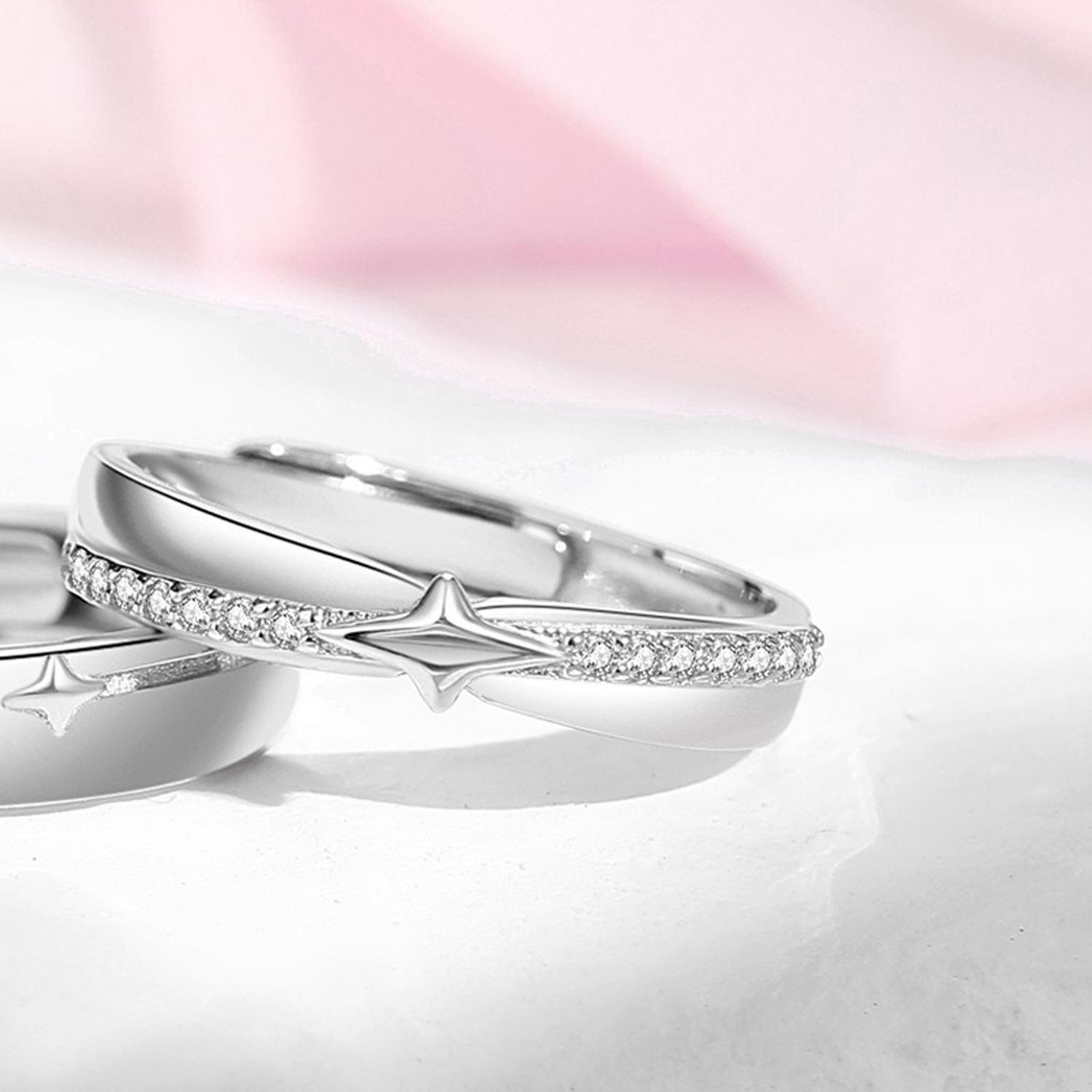 Anillos Plata 925 Estrellas Ilusion Ajustable Parejas Par-2