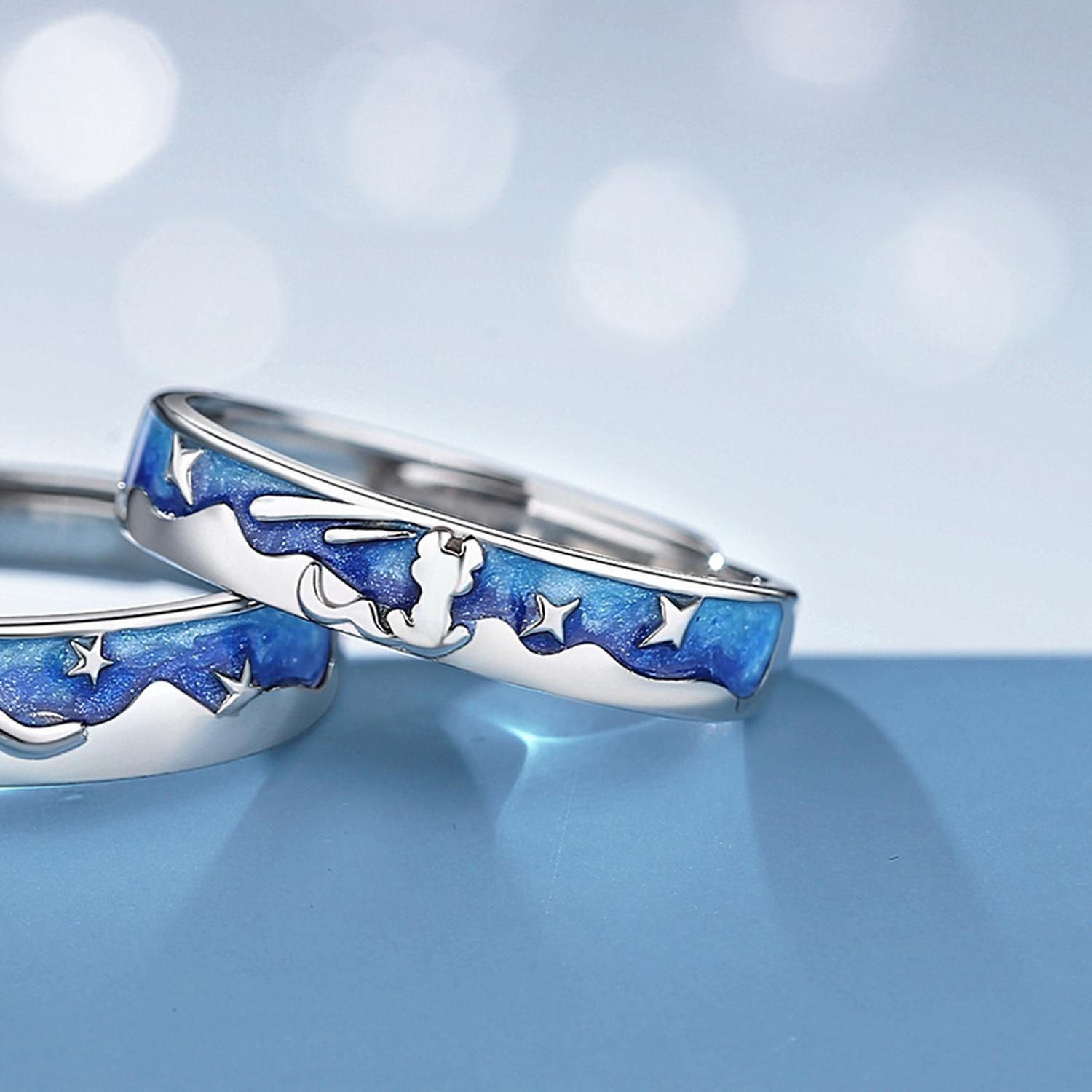 Anillos Alianzas Plata Fina 925 Ajustable Parejas Principito y Zorro-3