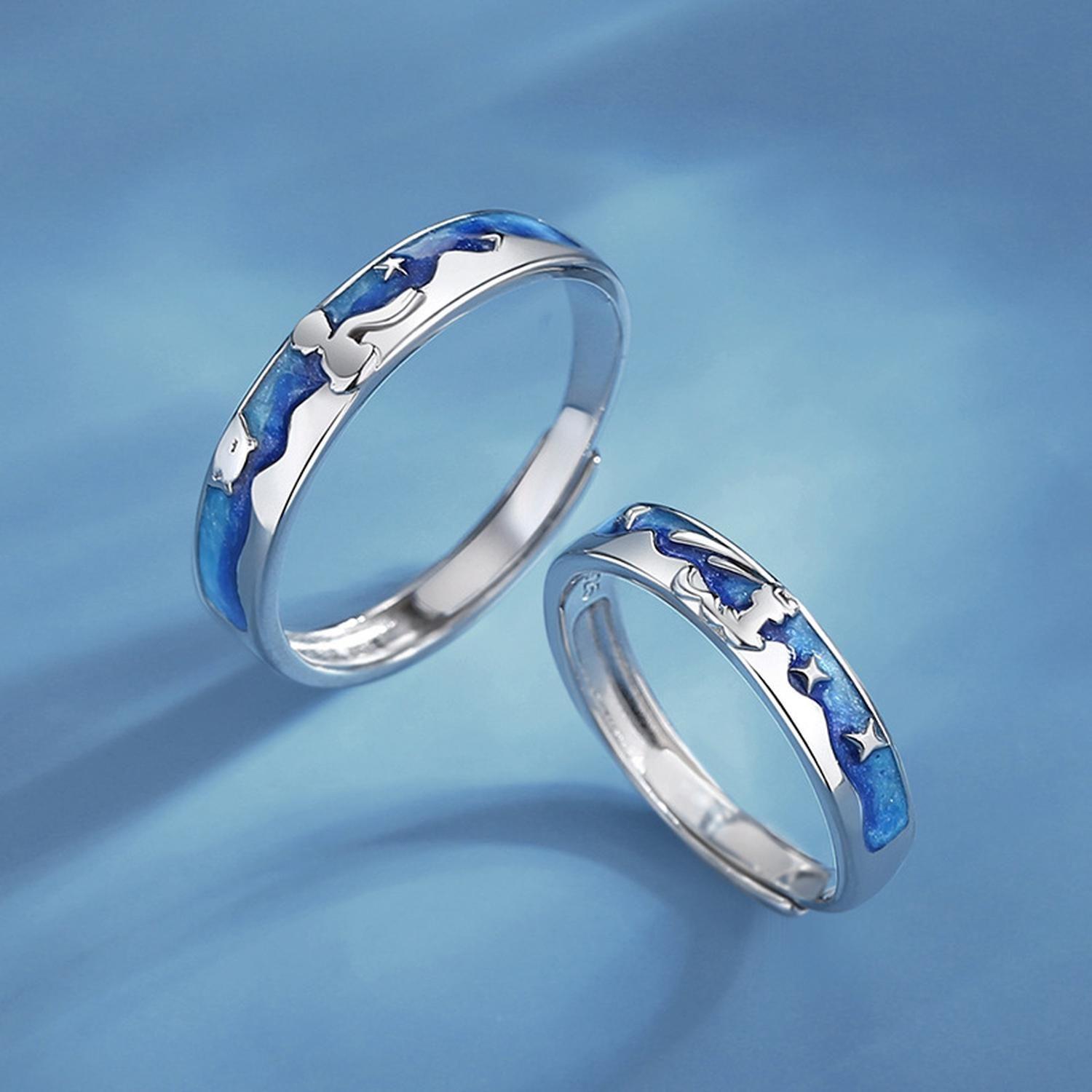 Anillos Alianzas Plata Fina 925 Ajustable Parejas Principito y Zorro-5