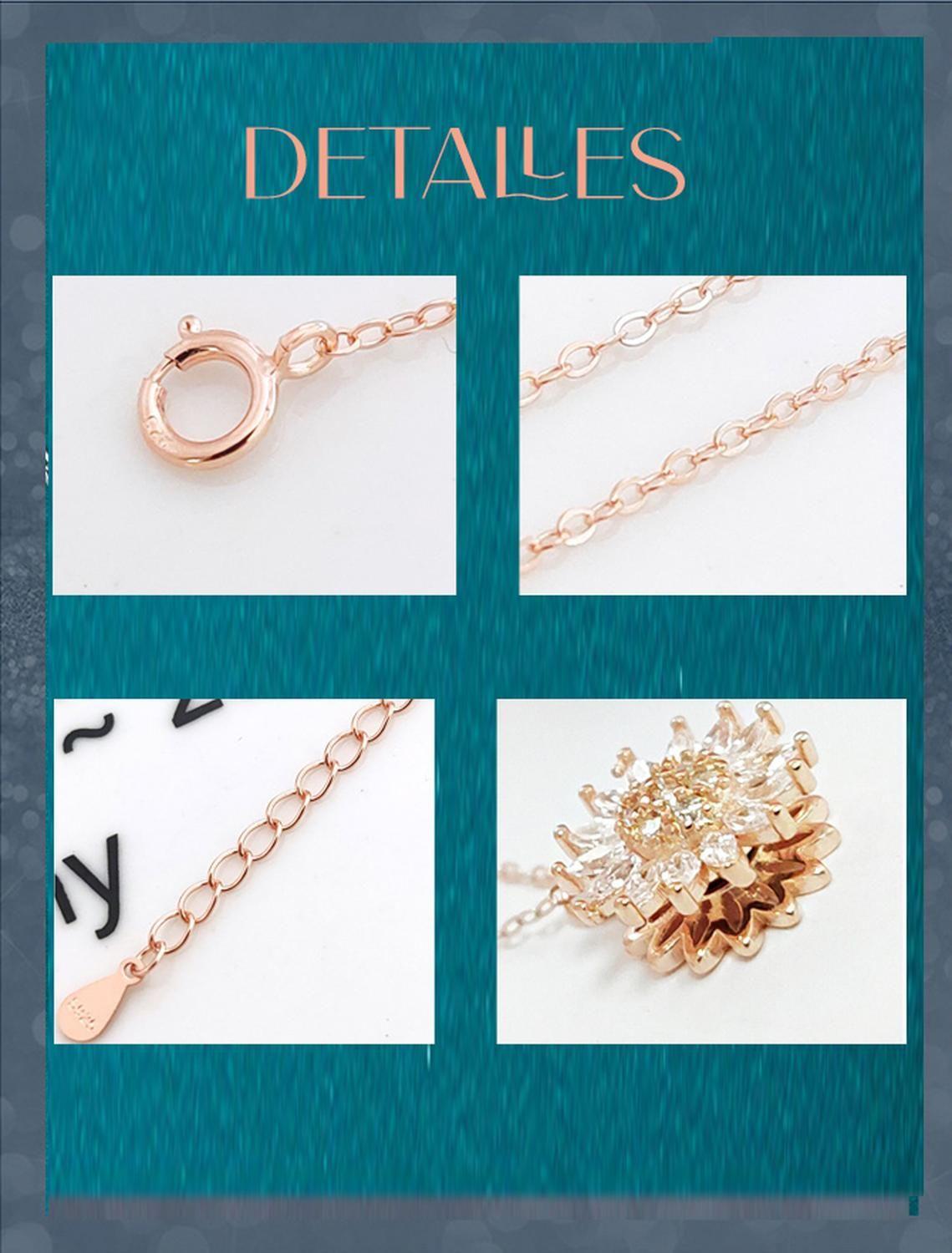 Collar Girasol Giratorio Zircones Acero Inoxidable Mujer-3