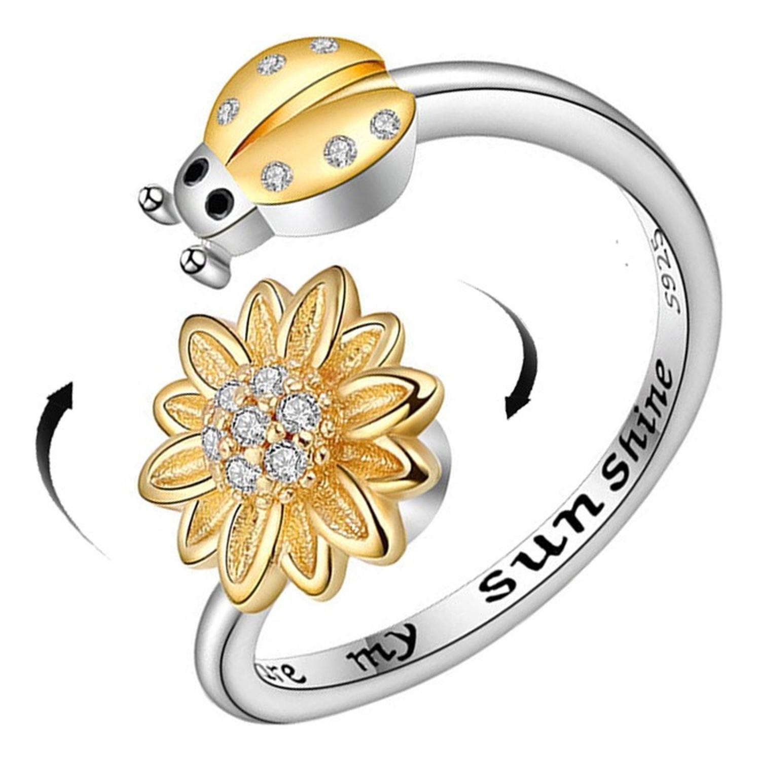 Anillo Plata 925 Antiestres Giratorio Girasol Catarina Joyas-0