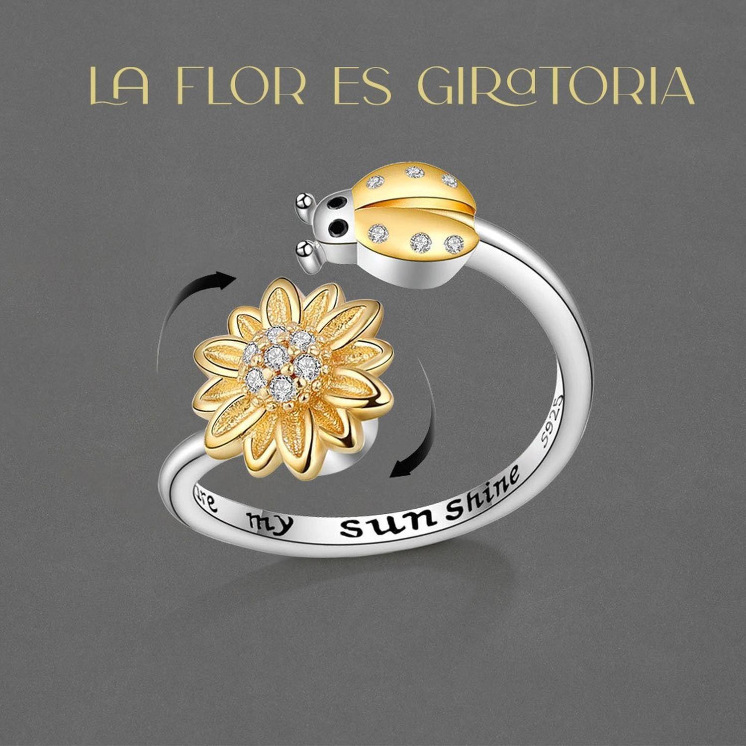 Anillo Plata 925 Antiestres Giratorio Girasol Catarina Joyas-2