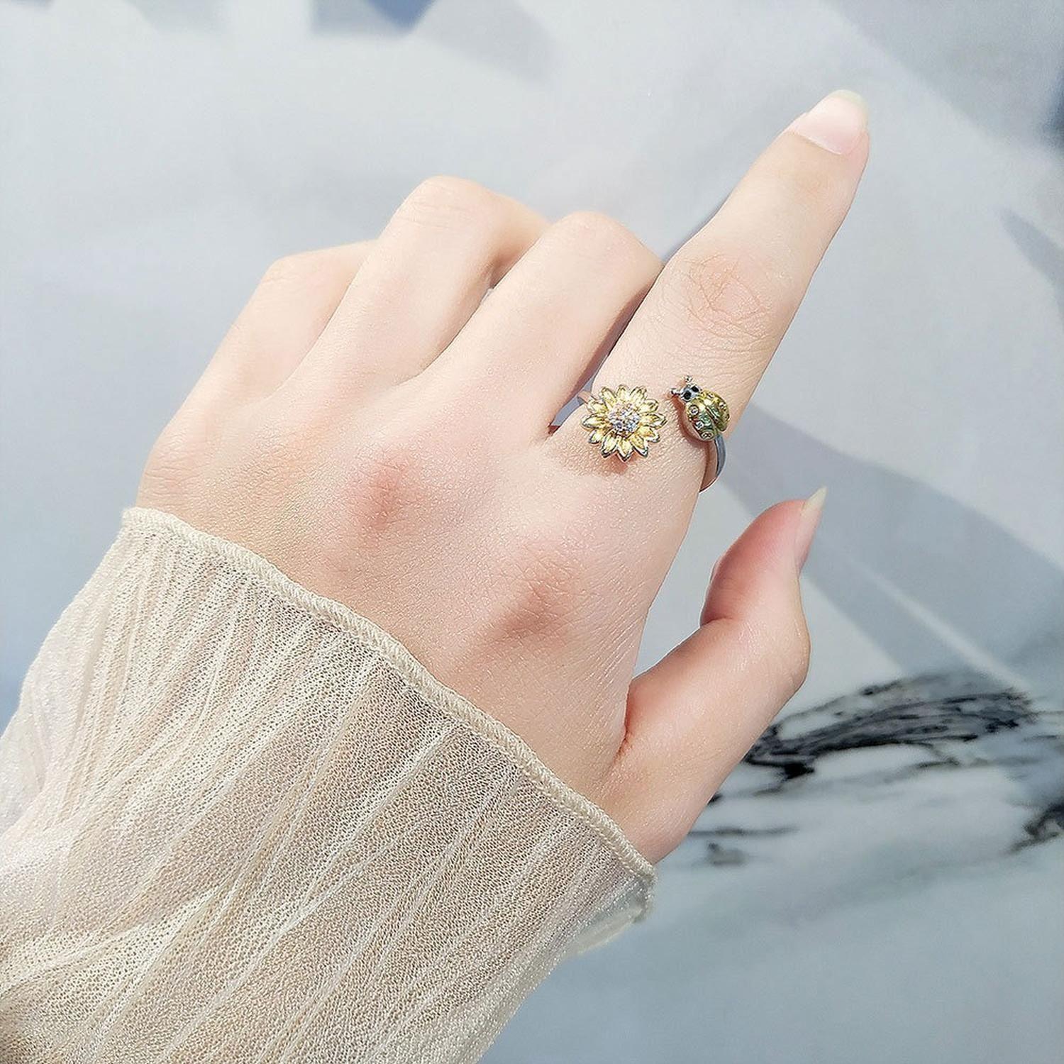 Anillo Plata 925 Antiestres Giratorio Girasol Catarina Joyas-1