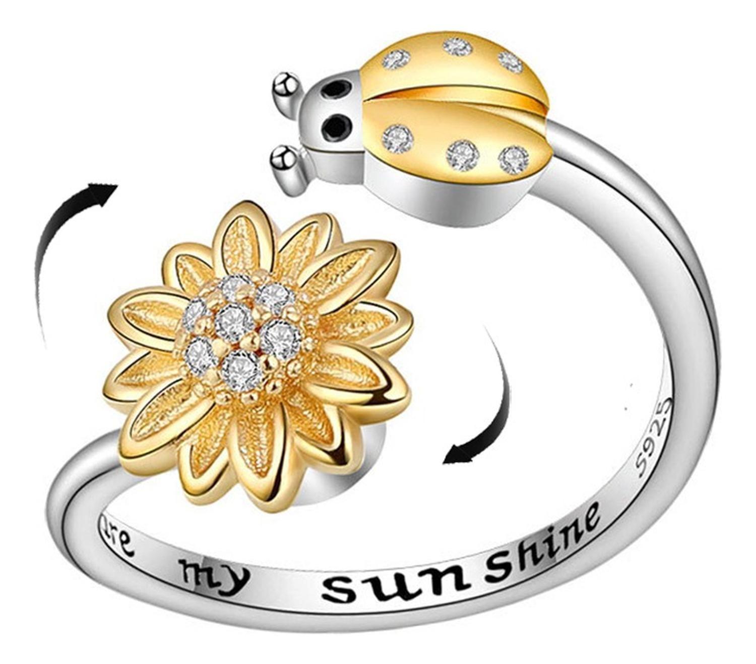 Anillo Plata 925 Antiestres Giratorio Girasol Catarina Joyas-3