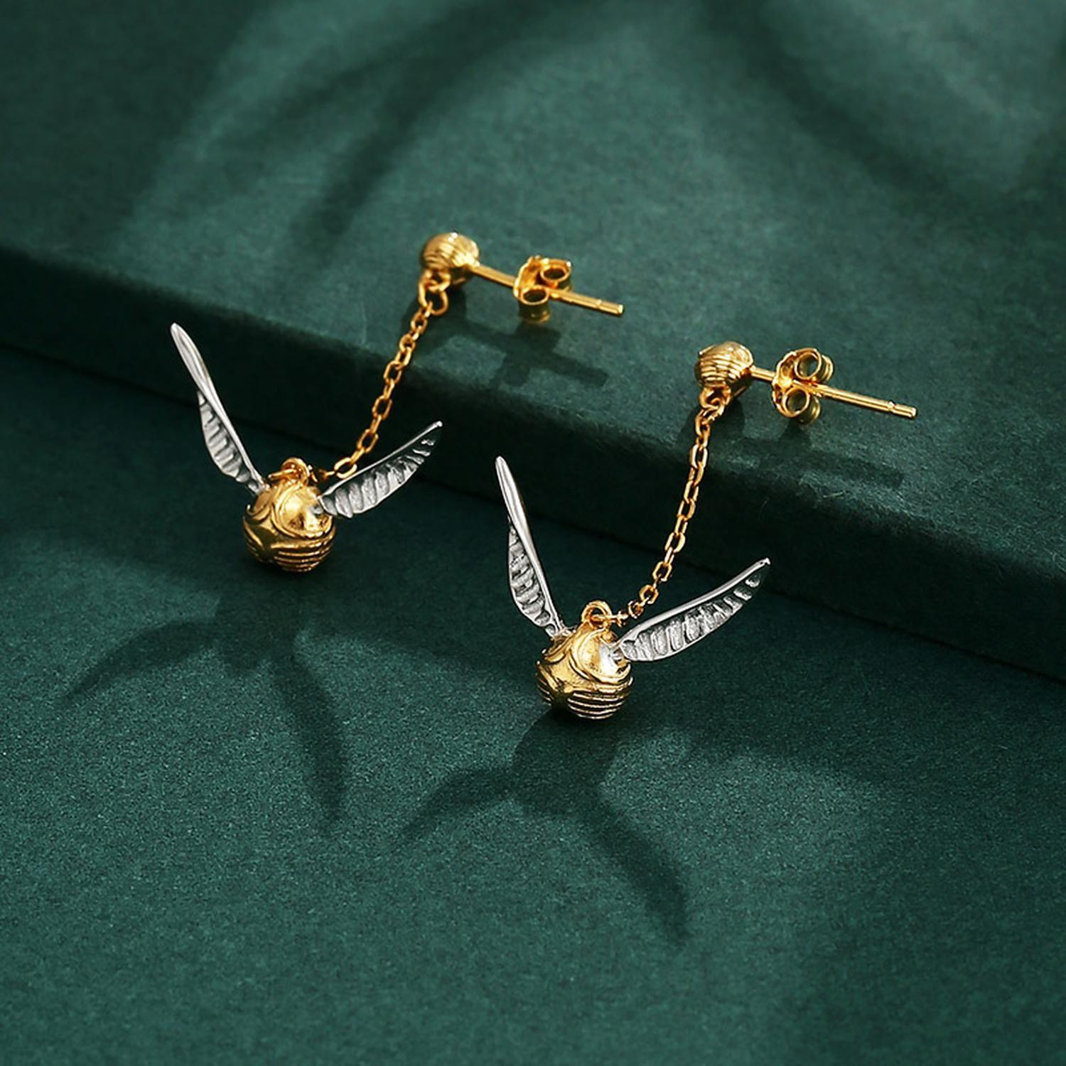 Aros Plata 925 Snitch Dorado Harry Potter Quidditch Unisex-2