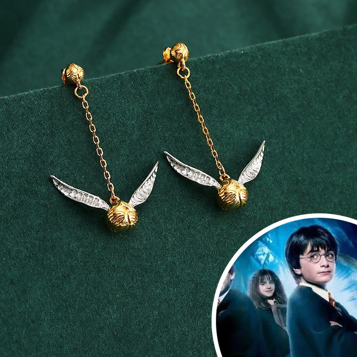 Aros Plata 925 Snitch Dorado Harry Potter Quidditch Unisex-3