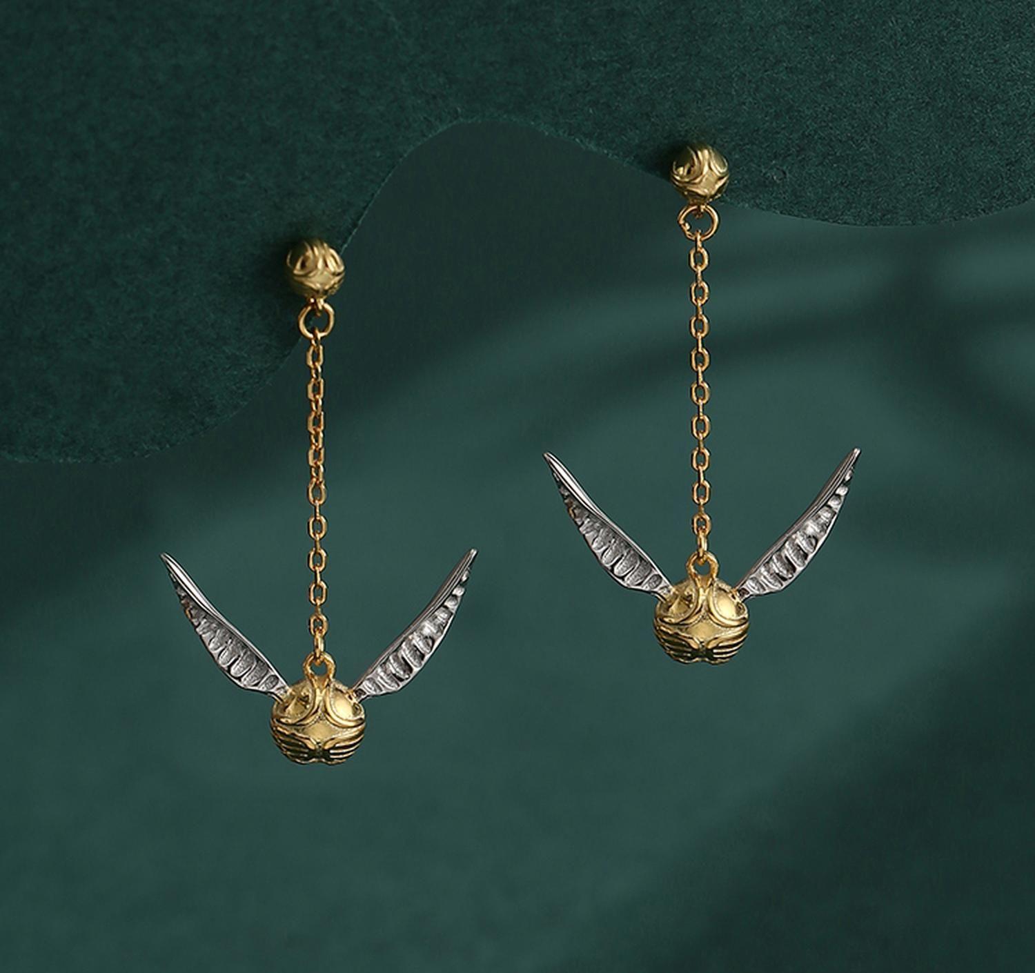 Aros Plata 925 Snitch Dorado Harry Potter Quidditch Unisex-4
