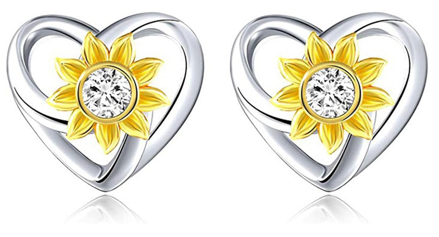 Set Conjunto Collar Aros Girasol Te Amo 100 Idiomas Mujer-5