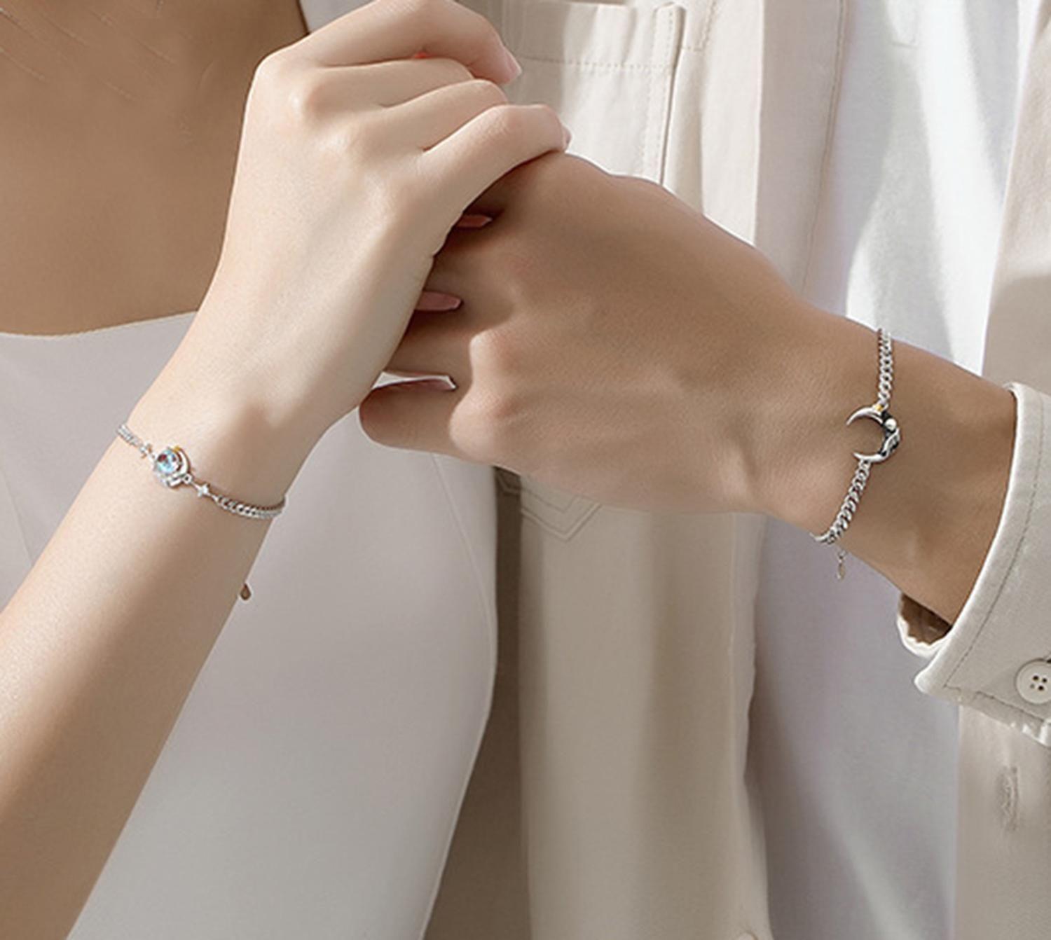 Pulseras Parejas Plata 925 Parejas Rosa Principito Rosa Par-2