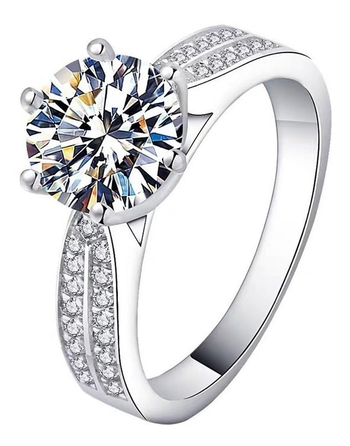 Anillo Plata Fina 925 Piedra Moissanita Mujer Regalo Joyas-0