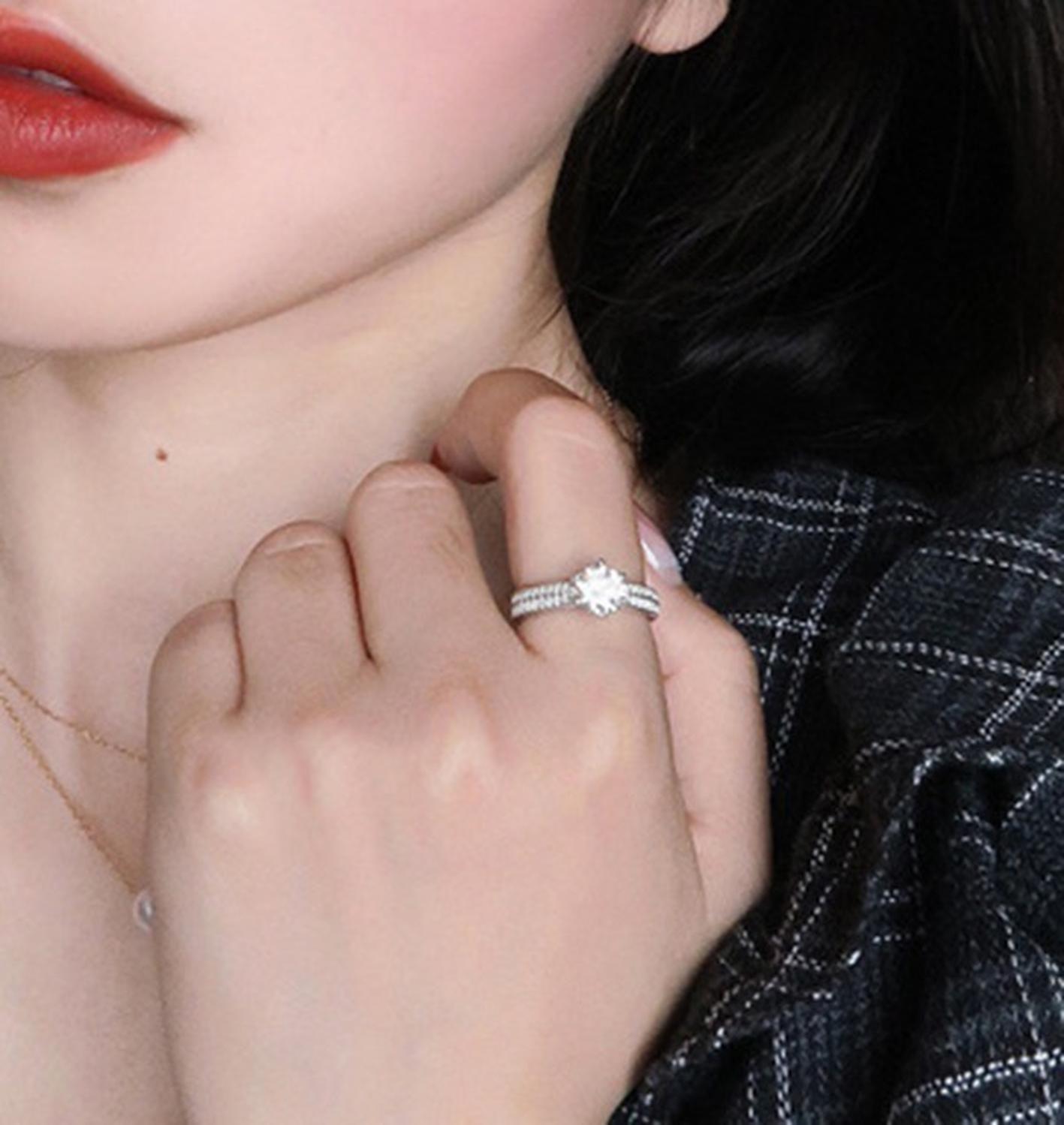 Anillo Plata Fina 925 Piedra Moissanita Mujer Regalo Joyas-2